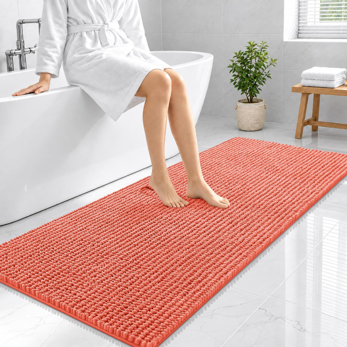 Smiry Thick Bathroom Rugs 30x20, Extra Soft Absorbent Chenille Bath Mat