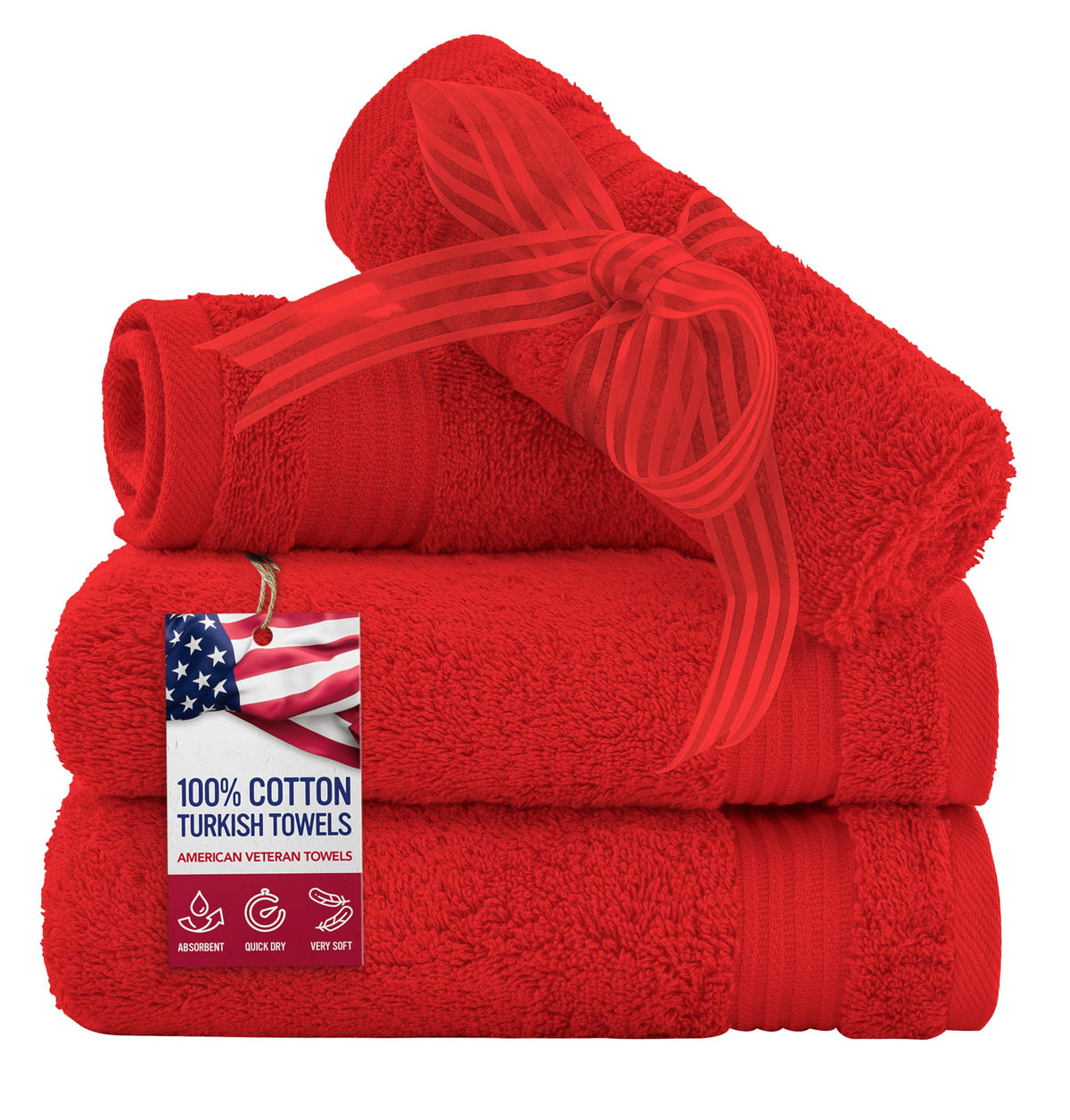 American Veteran Towel, Hand Towels for Bathroom Set of 4, 100% Cotton Turkish Hand Towel Sets, Soft Hand Face Towels, Navy Blue Hand Towels