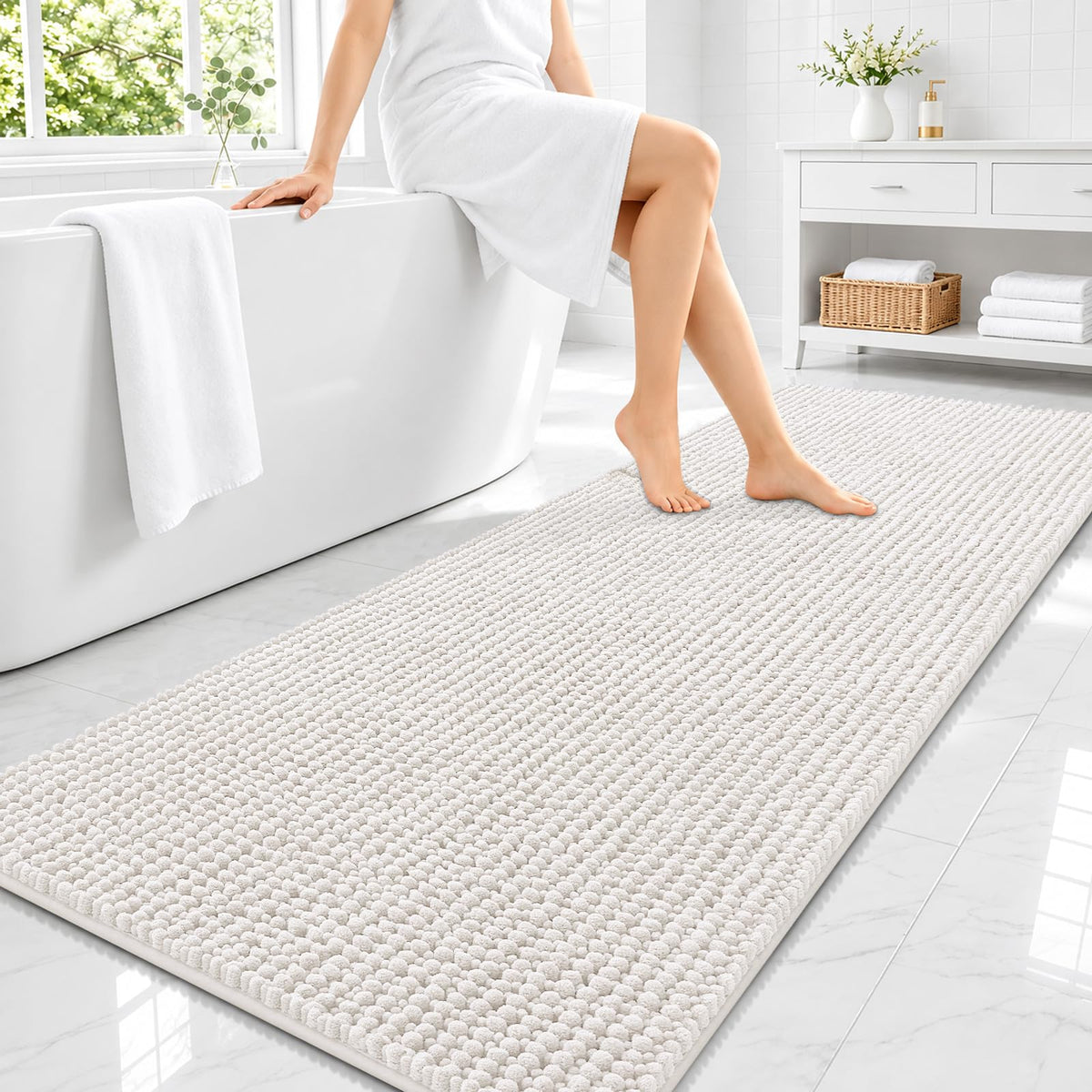 Smiry Thick Bathroom Rugs 30x20, Extra Soft Absorbent Chenille Bath Mat
