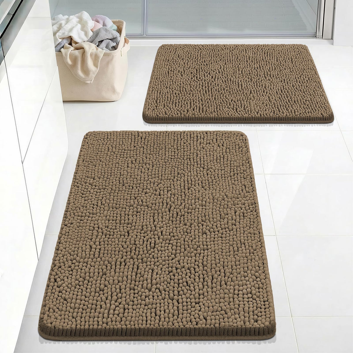 Bcoimo Small Bath Rug Mat,24x17 Extra Soft Chenille Lavender Bathroom Mats