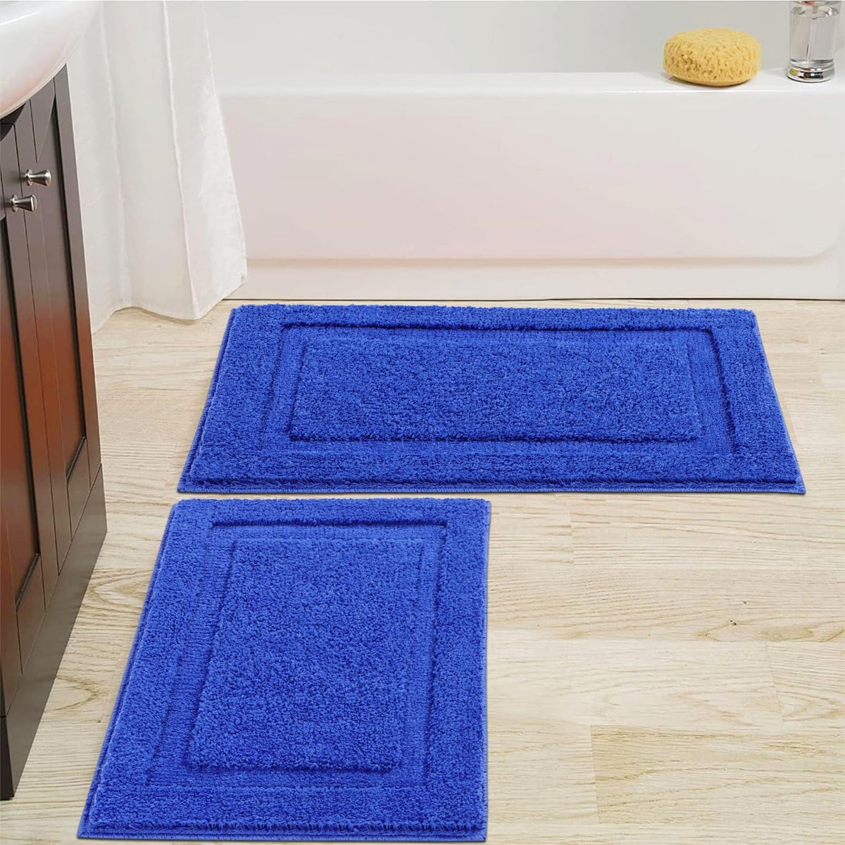 SHACOS Soft Microfiber Bathroom Rugs Set of 2 Pieces, White