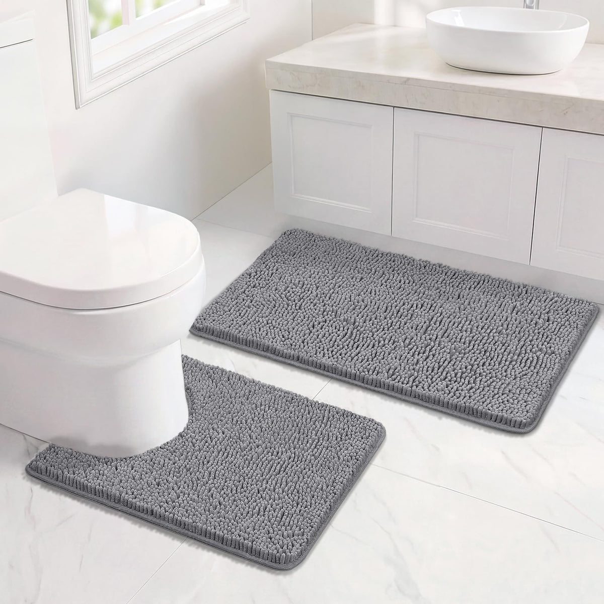 Bcoimo Small Bath Rug Mat,24x17 Extra Soft Chenille Lavender Bathroom Mats
