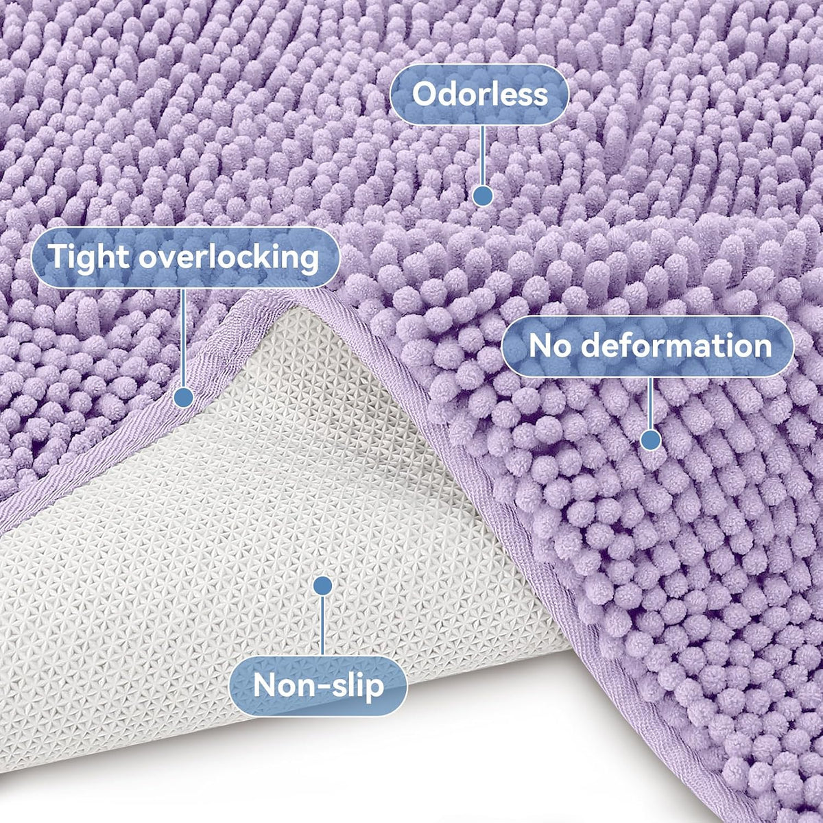 Bcoimo Small Bath Rug Mat,24x17 Extra Soft Chenille Lavender Bathroom Mats