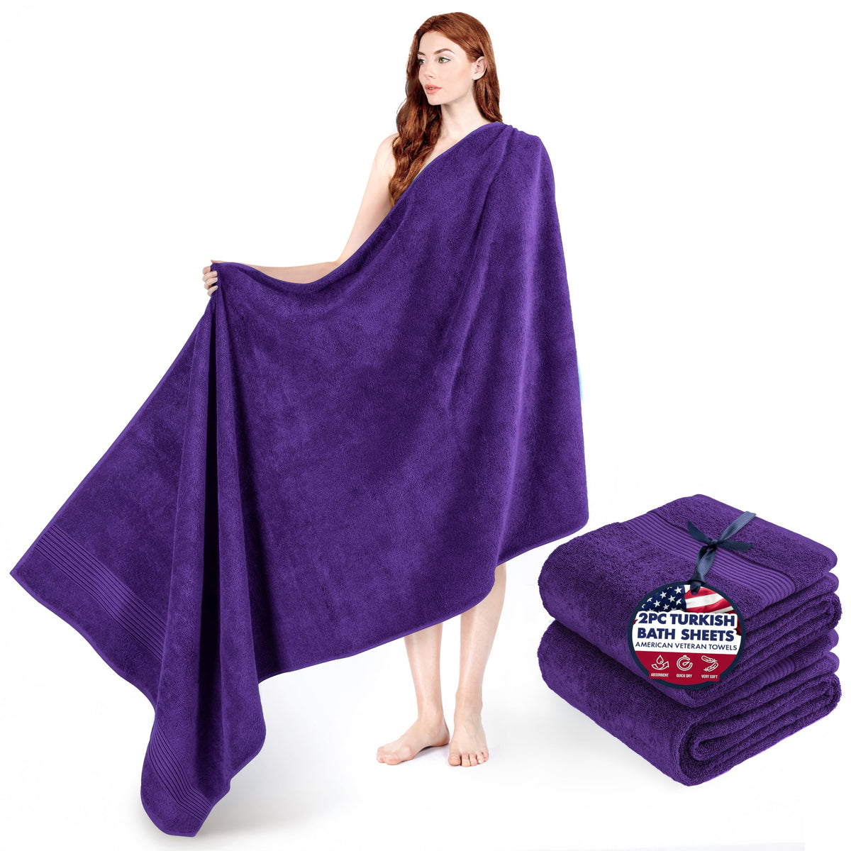 American Veteran Towel, Hand Towels for Bathroom Set of 4, 100% Cotton Turkish Hand Towel Sets, Soft Hand Face Towels, Navy Blue Hand Towels