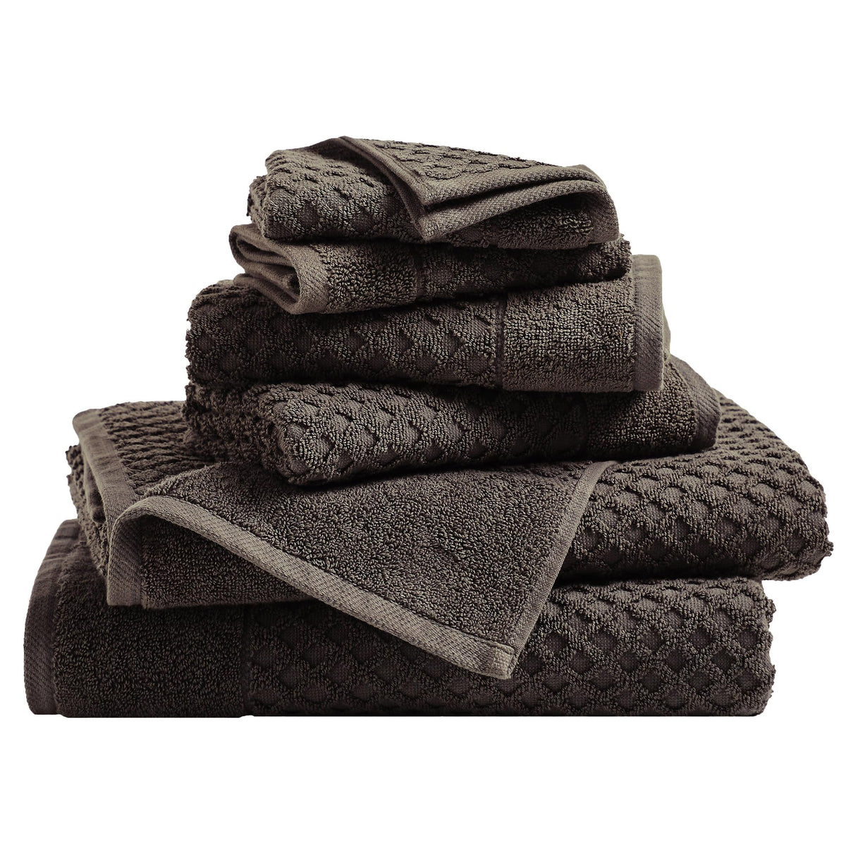 Great Bay Home Bath Towels - 100% Cotton 6 Piece Towel Set - Diamond Waffle Weave - Absorbent, Durable, Quick-Dry Towels for Bathroom (Marigold)