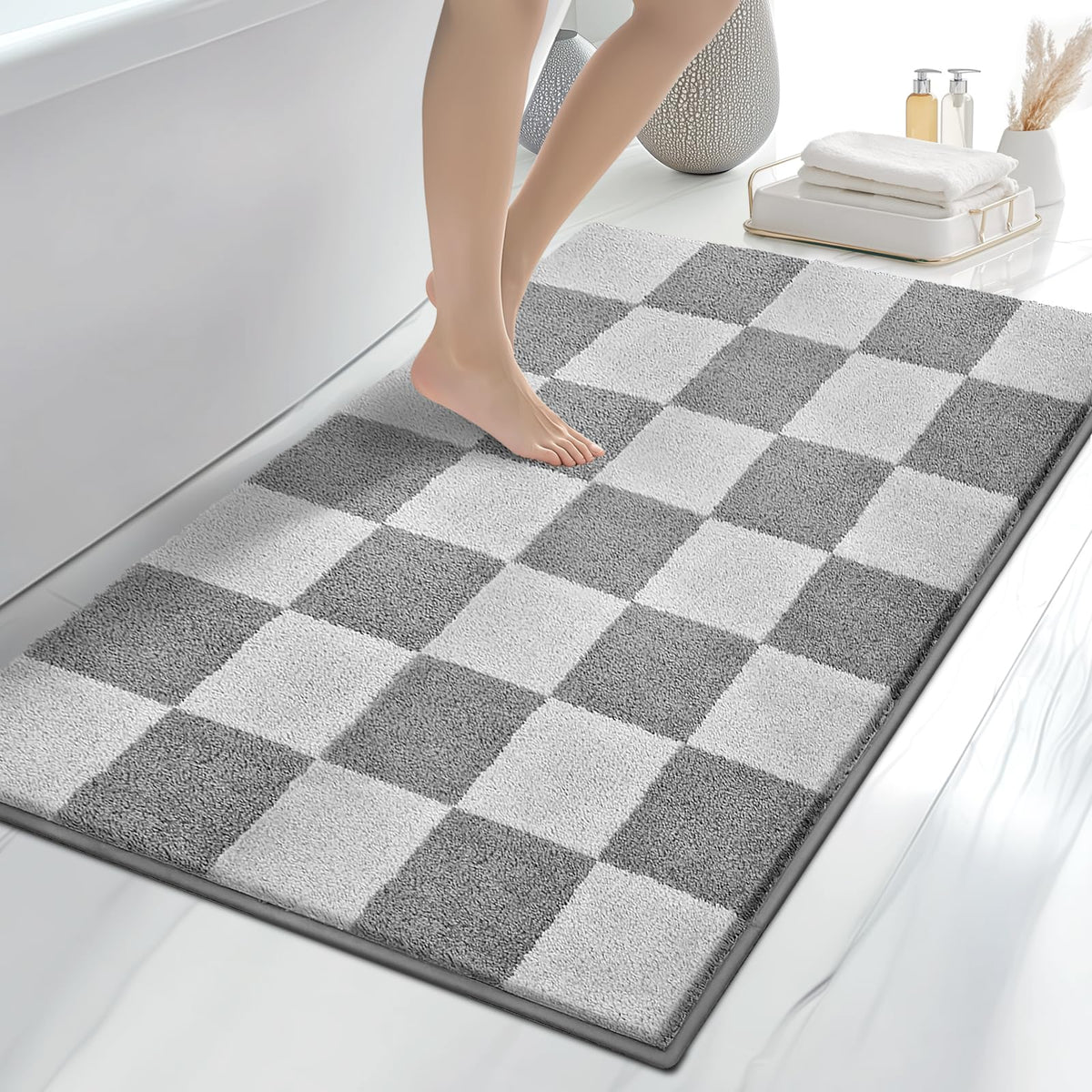 anllugs Bathroom Rugs, 20" x 30" Soft Bath Rugs, Olive Green & Green