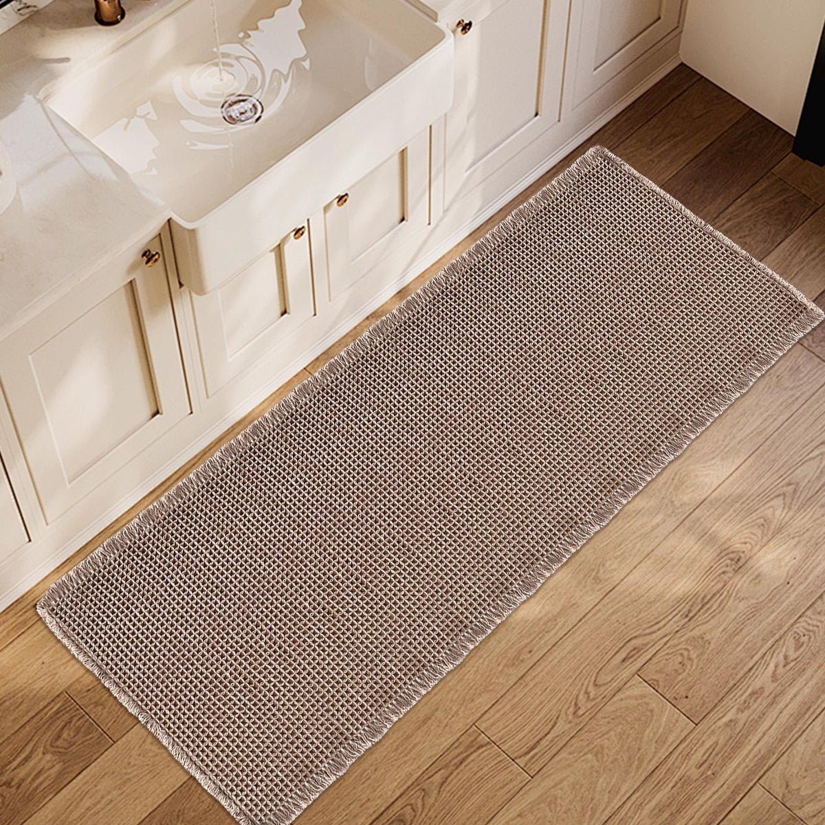 ZALL Waffle Bath Mat,Dark Green Super Absorbent Non Slip Bathroom Rug,17x24inch,Machine Washable Ultra Soft Floor Mats