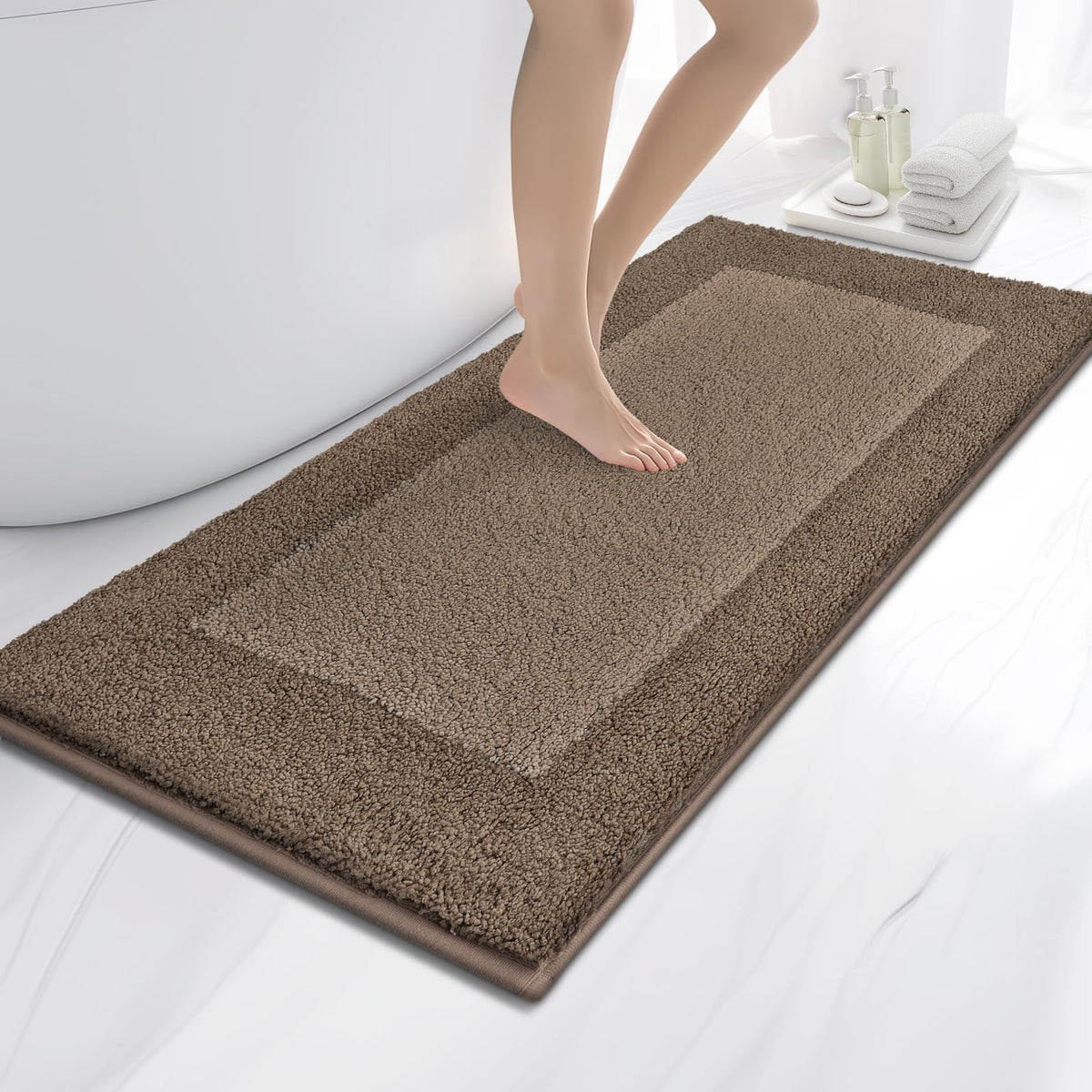 anllugs Bathroom Rugs, 20" x 30" Soft Bath Rugs, Olive Green & Green