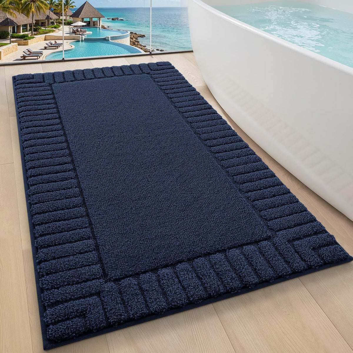 LUMI Soft Bathroom Rugs Absorbent, Non Slip Bath Mat 24x36, Beige