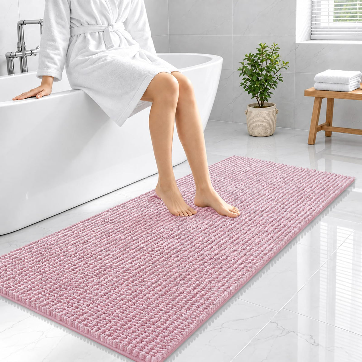Smiry Thick Bathroom Rugs 30x20, Extra Soft Absorbent Chenille Bath Mat