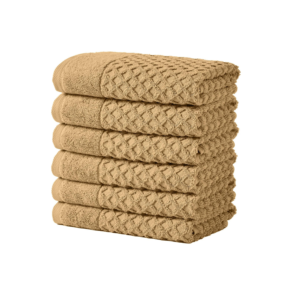Great Bay Home Bath Towels - 100% Cotton 6 Piece Towel Set - Diamond Waffle Weave - Absorbent, Durable, Quick-Dry Towels for Bathroom (Marigold)