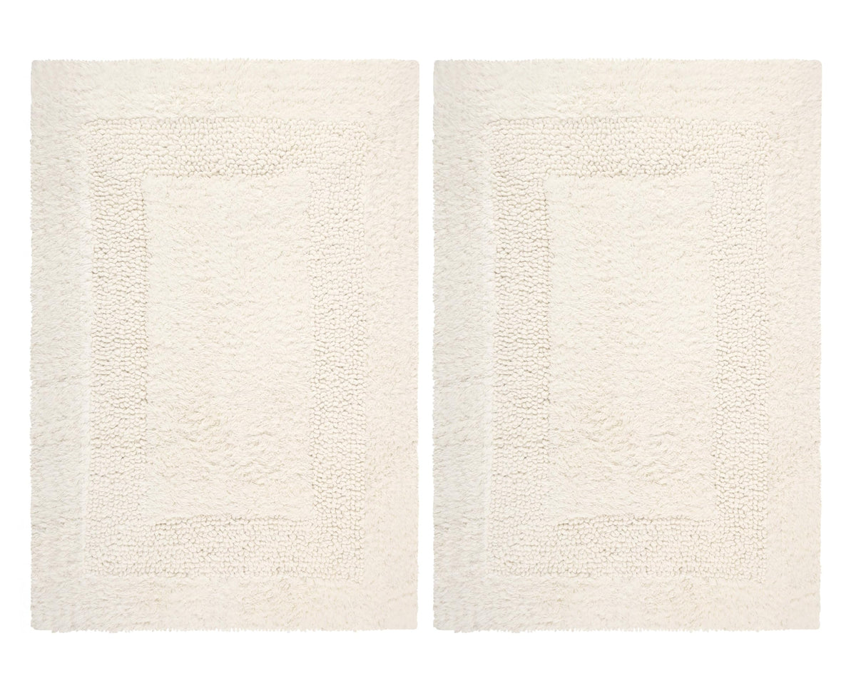 COTTON CRAFT 2 Pack Reversible Bath Mat Rug - Soft Plush -17x24- Azure Blue