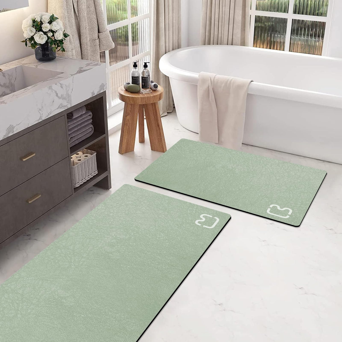 Dark Grey Long Bathroom Rugs Large Stone Bath Mats for Bathroom,15.7"x47.2"