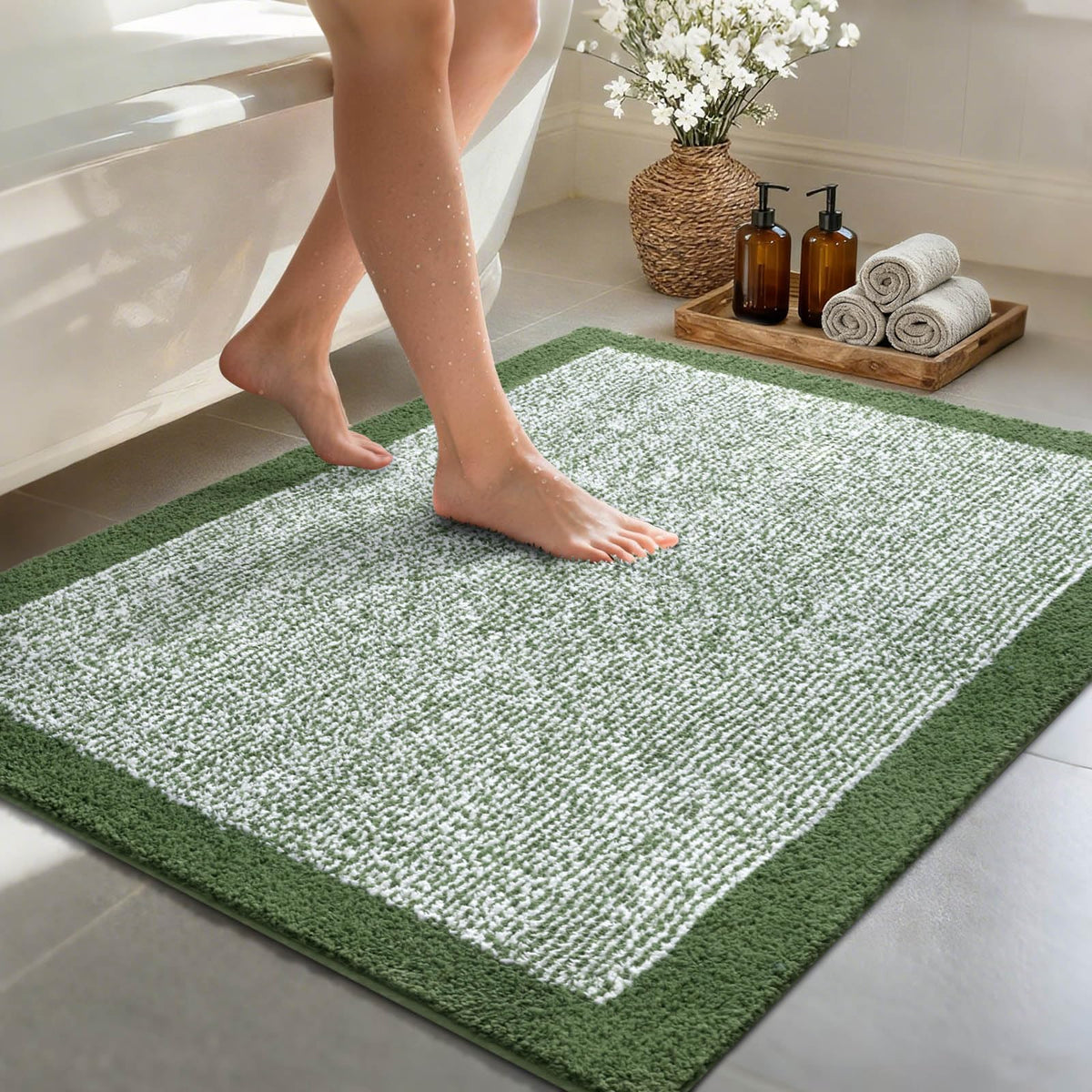 48x24 Long Bathroom Rugs Non Slip Washable, Soft Absorbent Bath Mat Blue