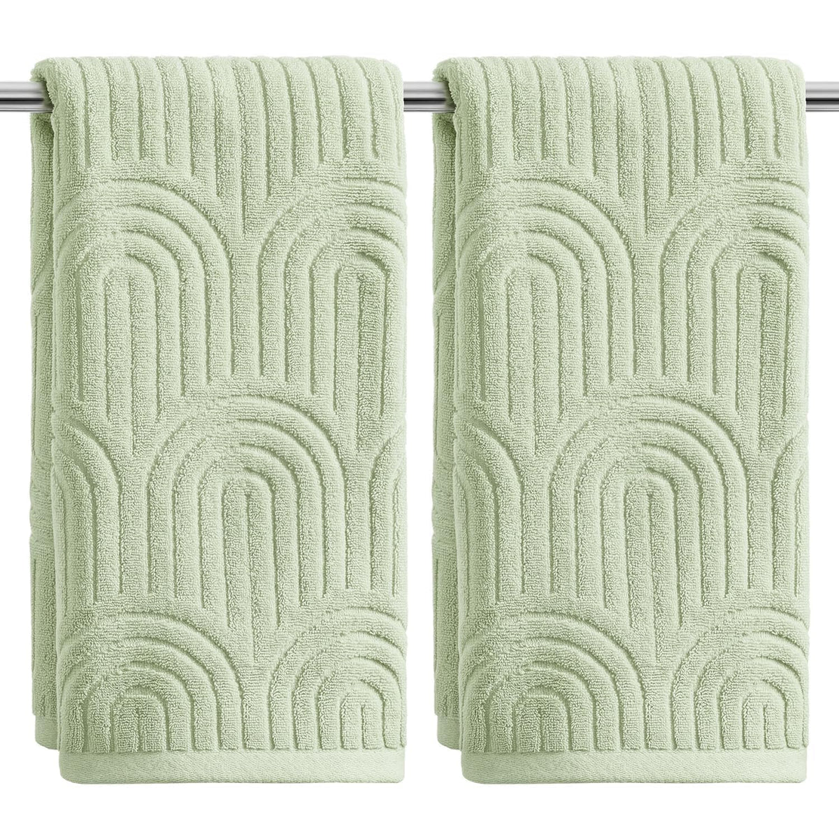Artoid Mode 2 Pcs Caramel 3D Arched Stripes Jacquard Hand Towels for Bathroom, 100% Cotton Soft Absorbent Bathroom Decor Towels, 13.7 x 29.5 Inch