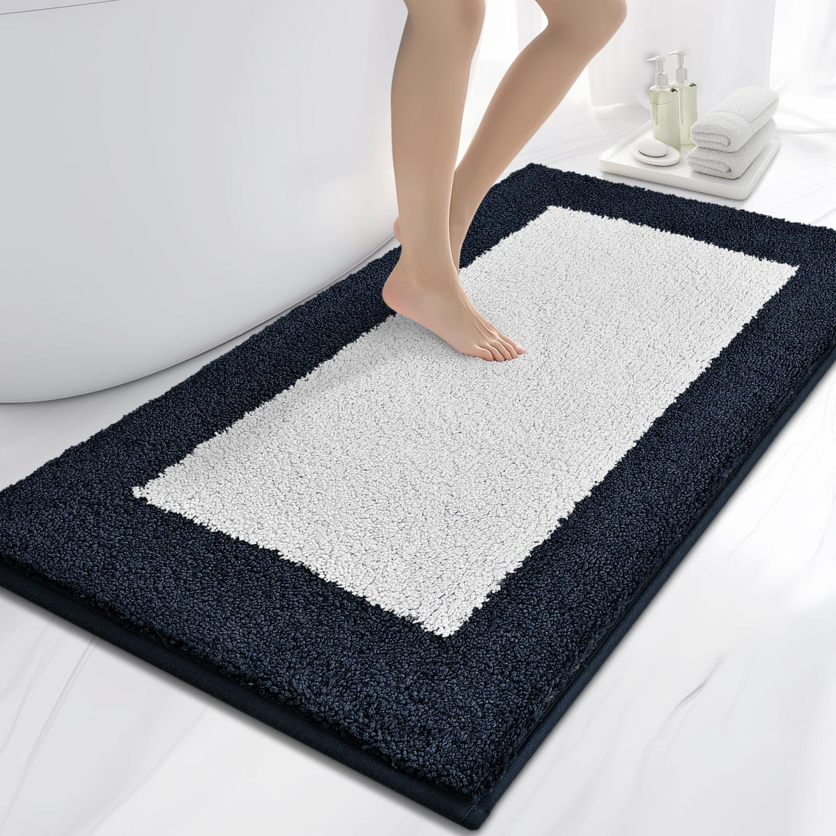 anllugs Bathroom Rugs, 20" x 30" Soft Bath Rugs, Olive Green & Green