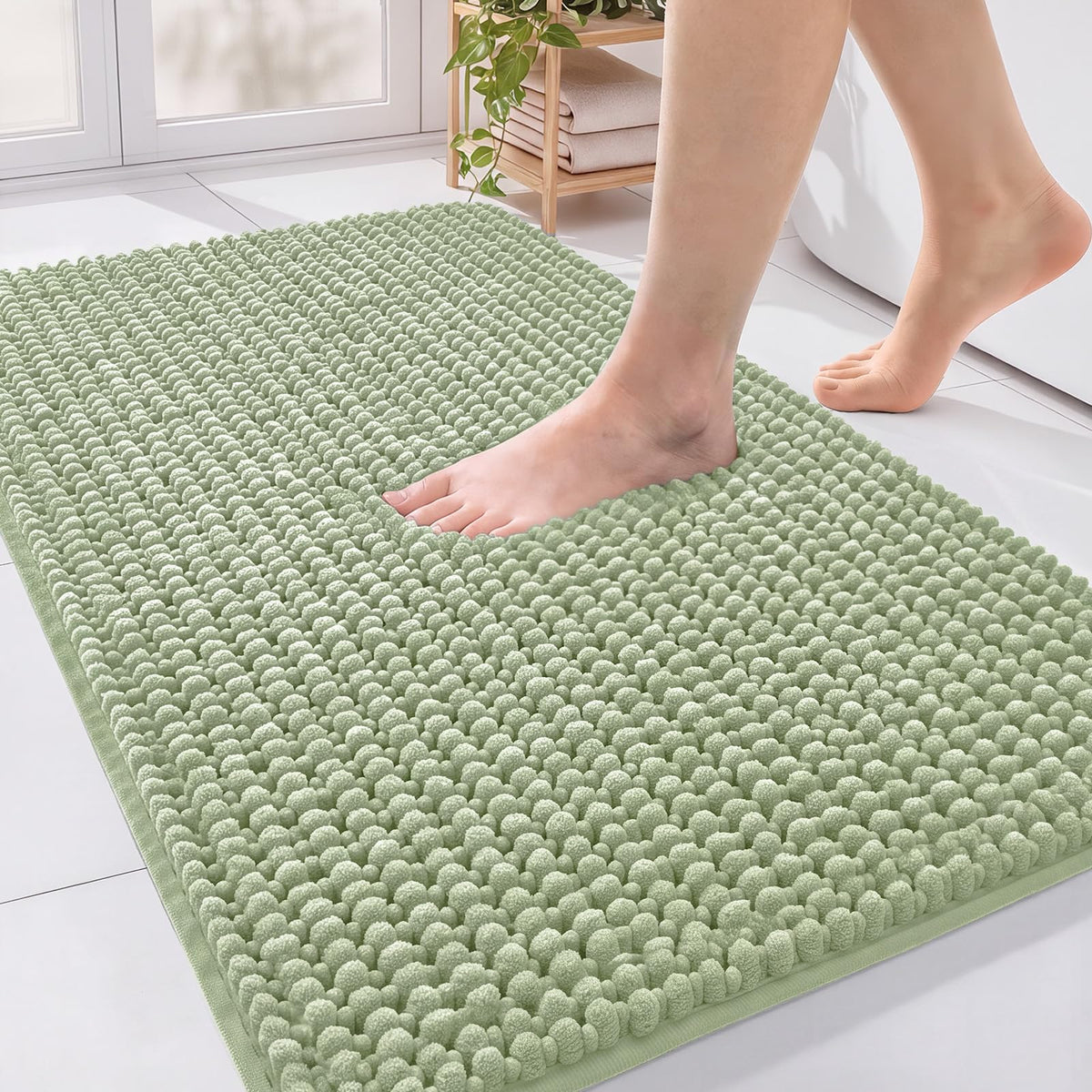 Ophanie Grey Bathroom Rugs 30x20, Soft Chenille Bath Mat, Non Slip Absorbent Quick Dry Light Gray Mats, Machine Washable Thick Small Area Rug Sets,Grip Bathmat for Shower,Toilet,Sink and Indoor Floor