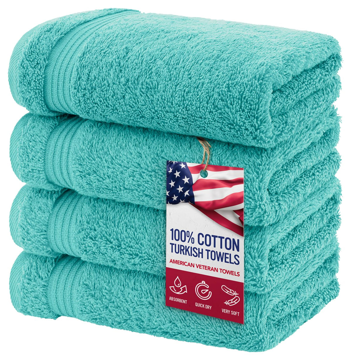 American Veteran Towel, Hand Towels for Bathroom Set of 4, 100% Cotton Turkish Hand Towel Sets, Soft Hand Face Towels, Navy Blue Hand Towels