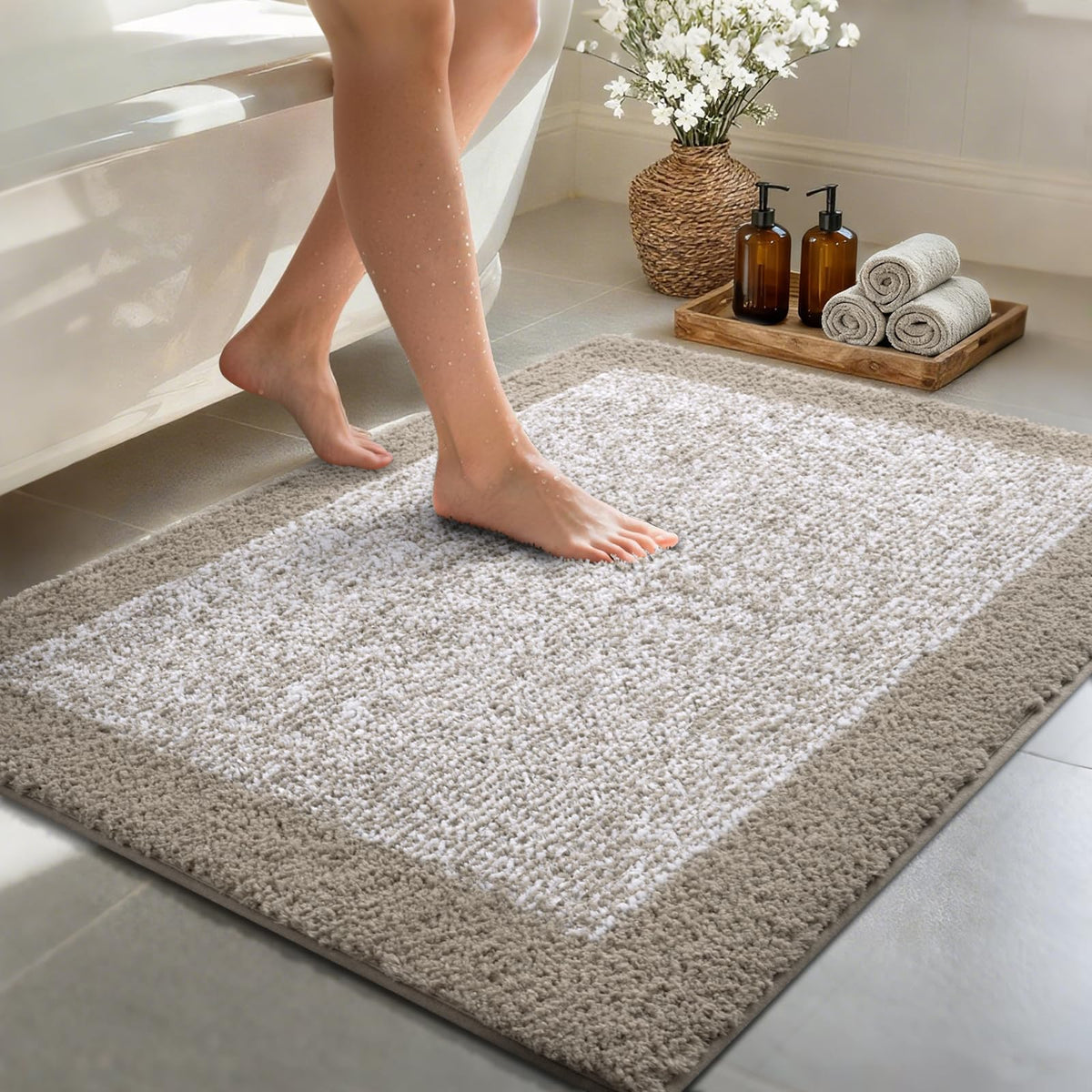 48x24 Long Bathroom Rugs Non Slip Washable, Soft Absorbent Bath Mat Blue