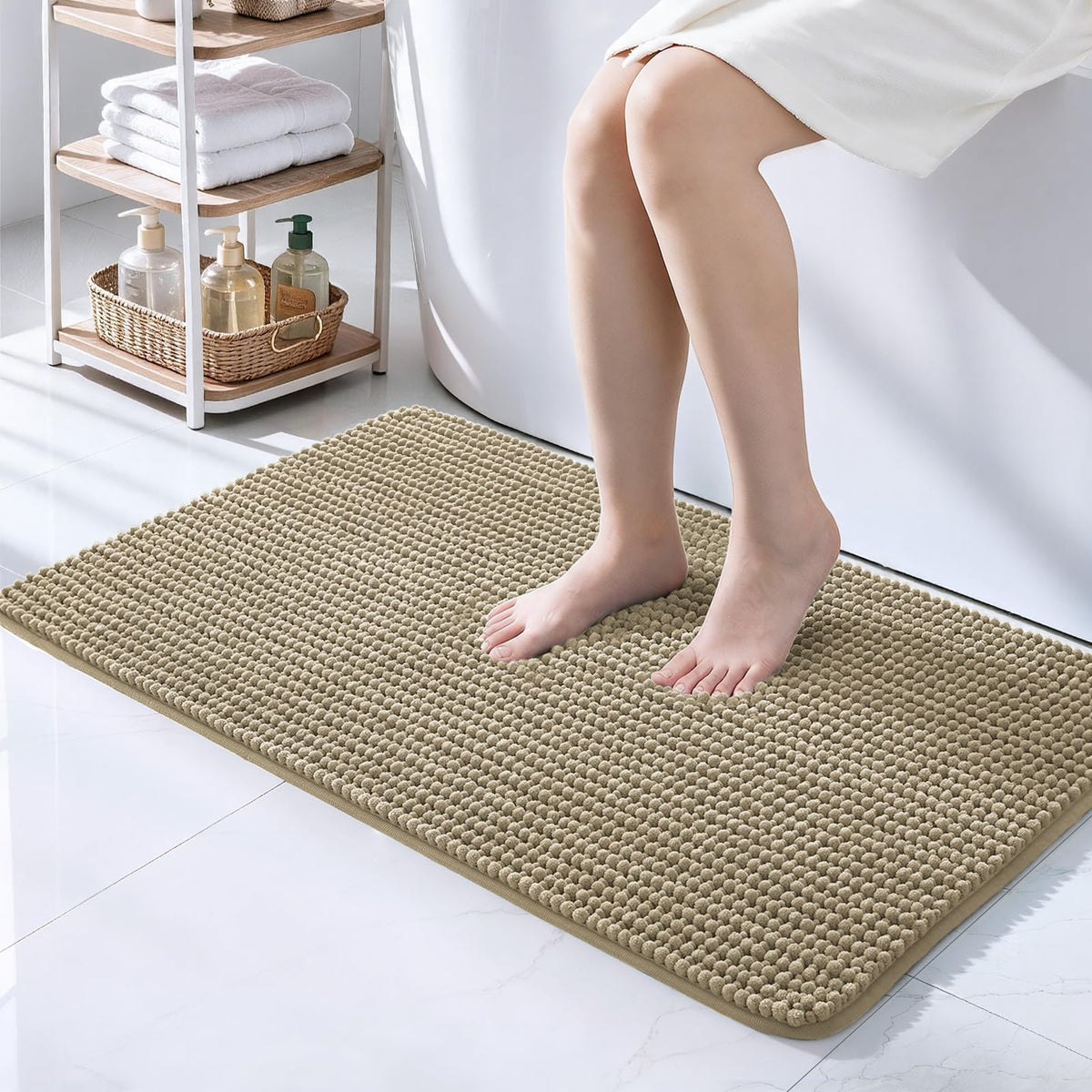 Ophanie Grey Bathroom Rugs 30x20, Soft Chenille Bath Mat, Non Slip Absorbent Quick Dry Light Gray Mats, Machine Washable Thick Small Area Rug Sets,Grip Bathmat for Shower,Toilet,Sink and Indoor Floor