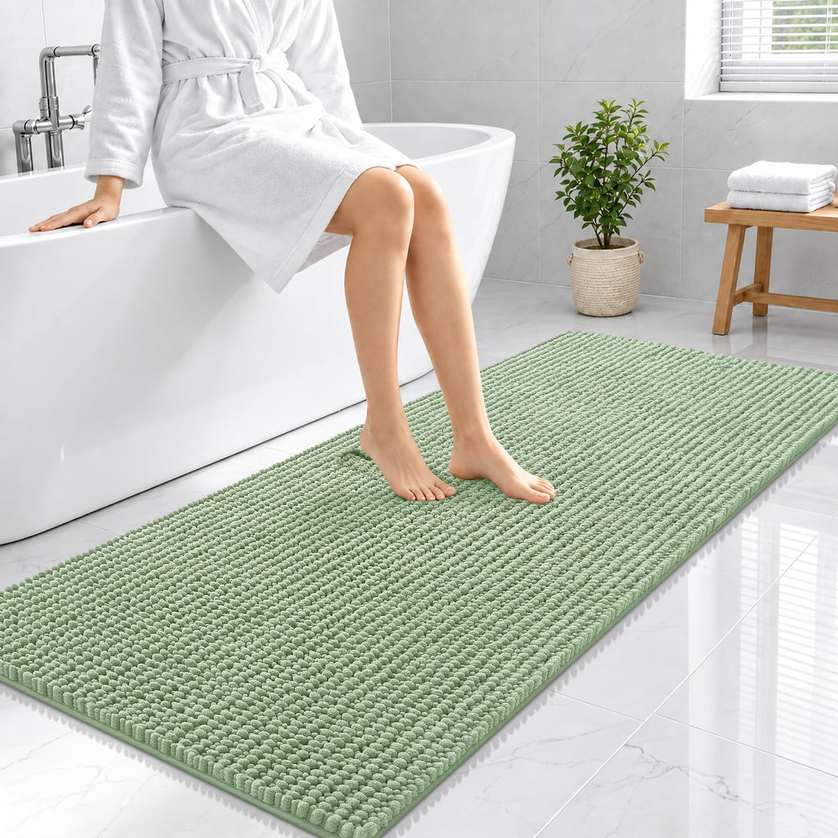 Smiry Thick Bathroom Rugs 30x20, Extra Soft Absorbent Chenille Bath Mat