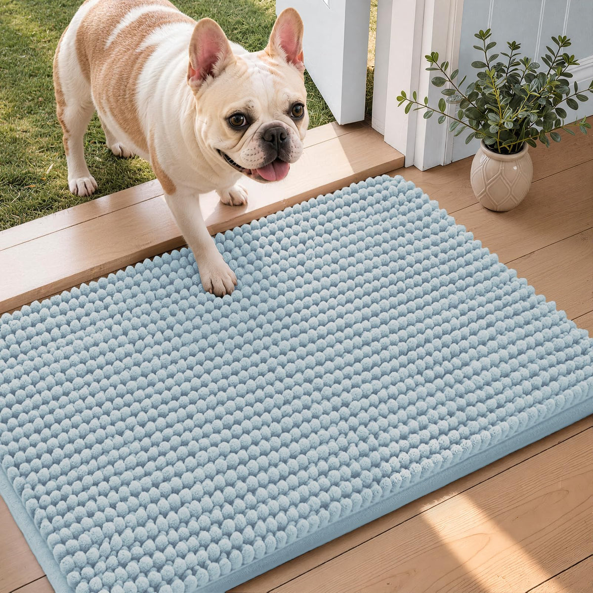 Ophanie Grey Bathroom Rugs 30x20, Soft Chenille Bath Mat, Non Slip Absorbent Quick Dry Light Gray Mats, Machine Washable Thick Small Area Rug Sets,Grip Bathmat for Shower,Toilet,Sink and Indoor Floor