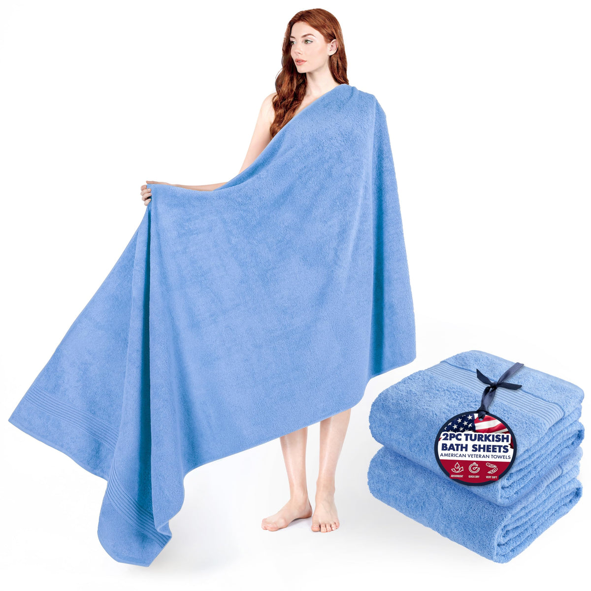 American Veteran Towel, Hand Towels for Bathroom Set of 4, 100% Cotton Turkish Hand Towel Sets, Soft Hand Face Towels, Navy Blue Hand Towels