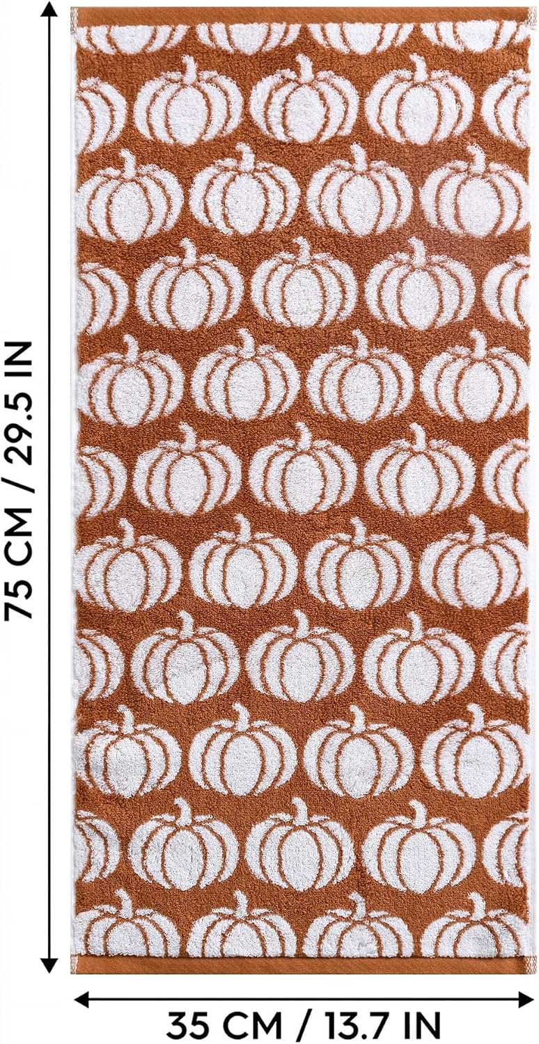 Artoid Mode 2 Pcs Beige Caramel Pumpkin Fall Hand Towels for Bathroom
