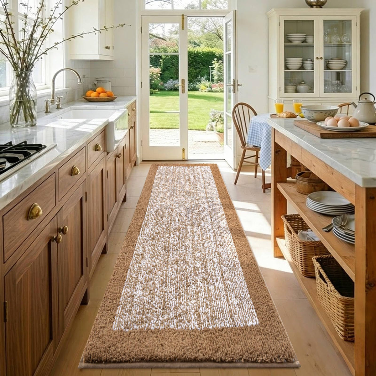 48x24 Long Bathroom Rugs Non Slip Washable, Soft Absorbent Bath Mat Blue