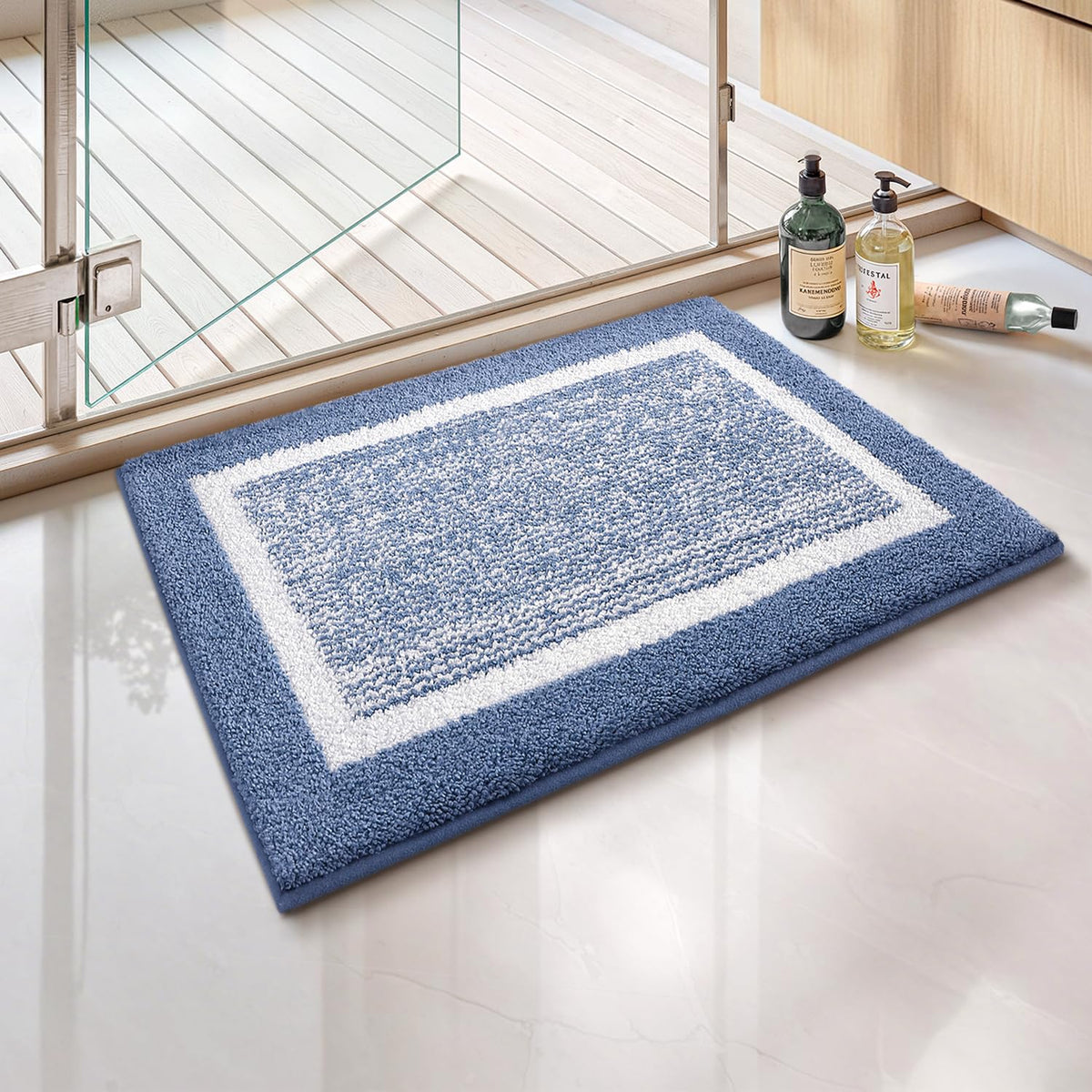 Color&Geometry 16"x24" Small Bath Mats for Bathroom Simple and Stylish,Gray