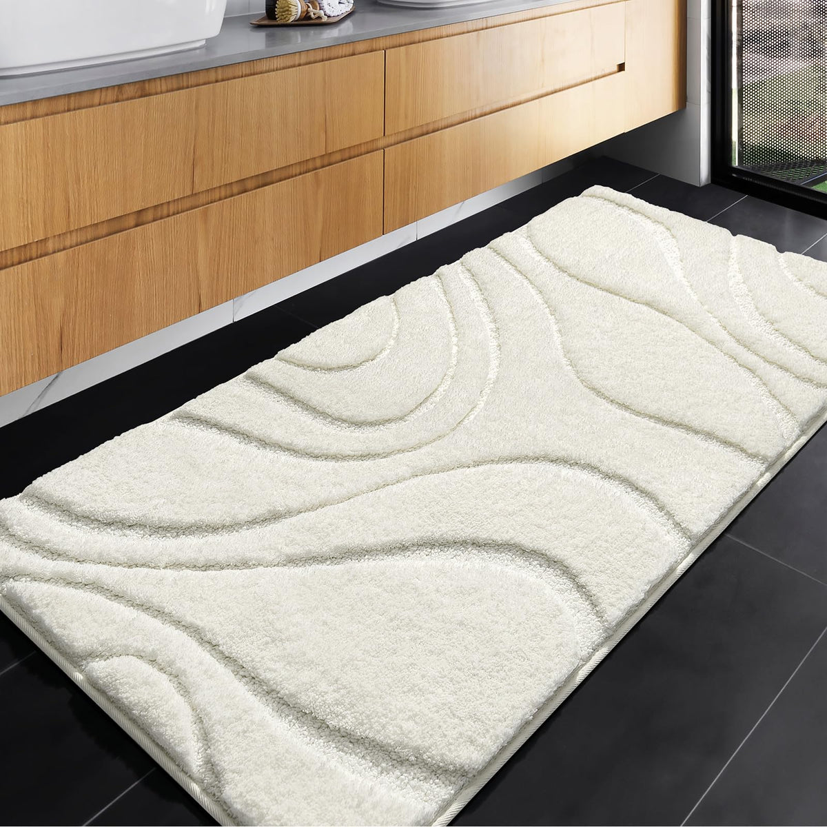 DEXDE Bathroom Rugs Runner 24x60 Long Non-Slip Bath Mats Floor Shower Gray