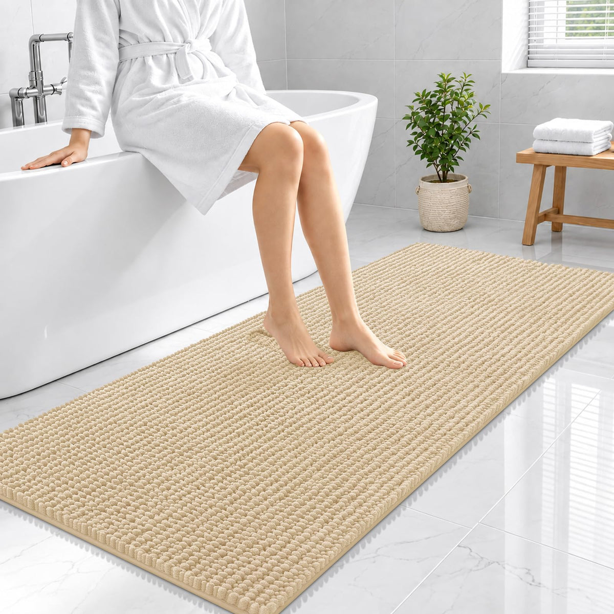 Smiry Thick Bathroom Rugs 30x20, Extra Soft Absorbent Chenille Bath Mat