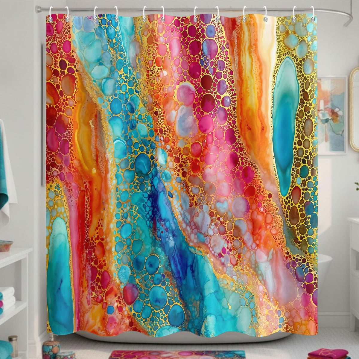 Funny Cat Shower Curtain for Bathroom Green 72x72 Inch