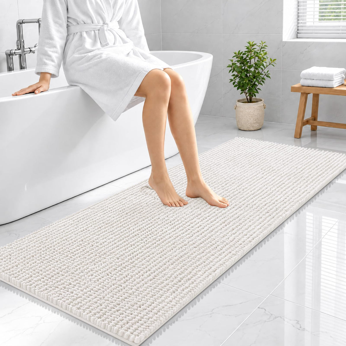 Smiry Thick Bathroom Rugs 30x20, Extra Soft Absorbent Chenille Bath Mat
