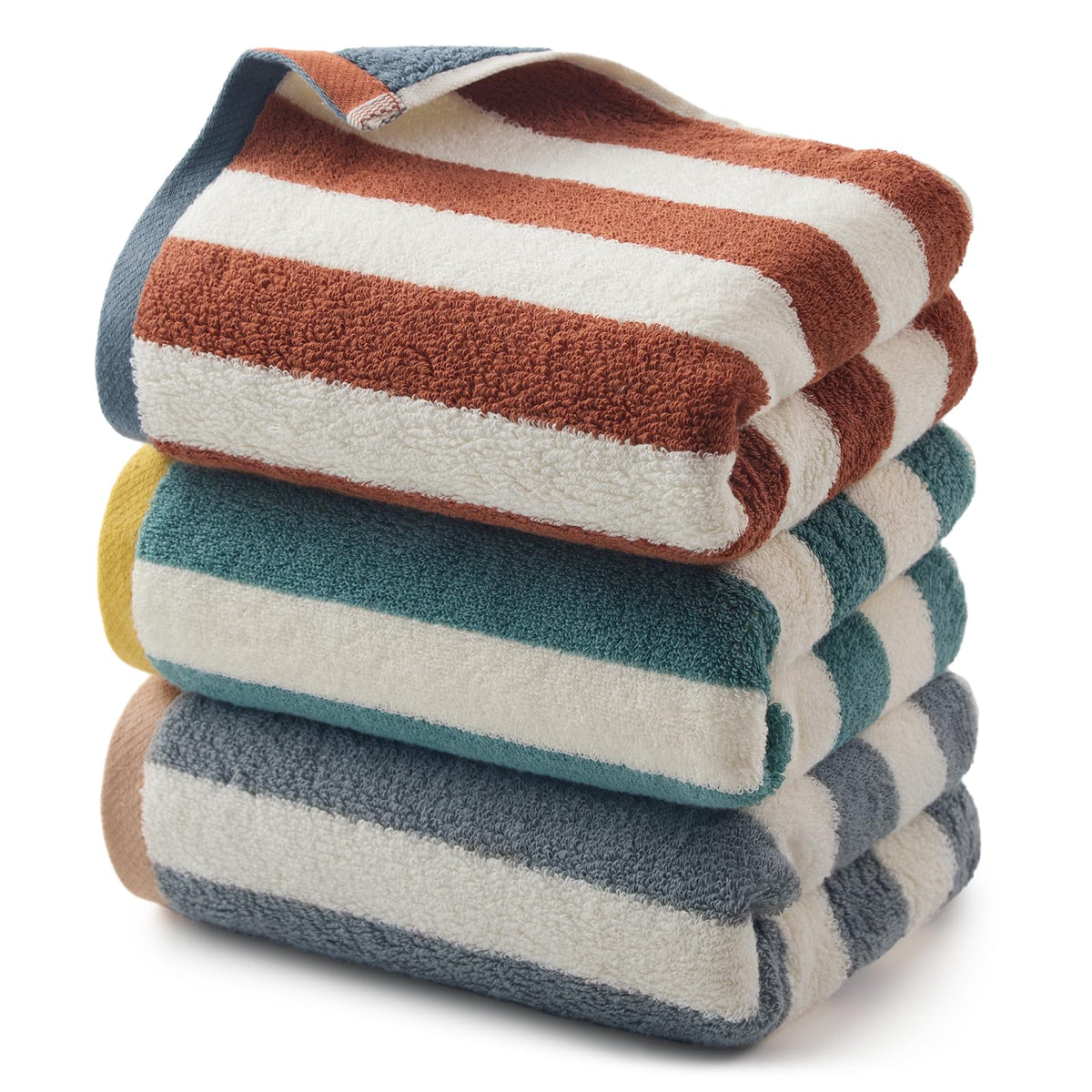 REDKISS Striped Hand Towels for Bathroom, Kitchen Decor, Guest Use, Kids & Adults, 100% Cotton, 12” x 28”, 2 Pack
