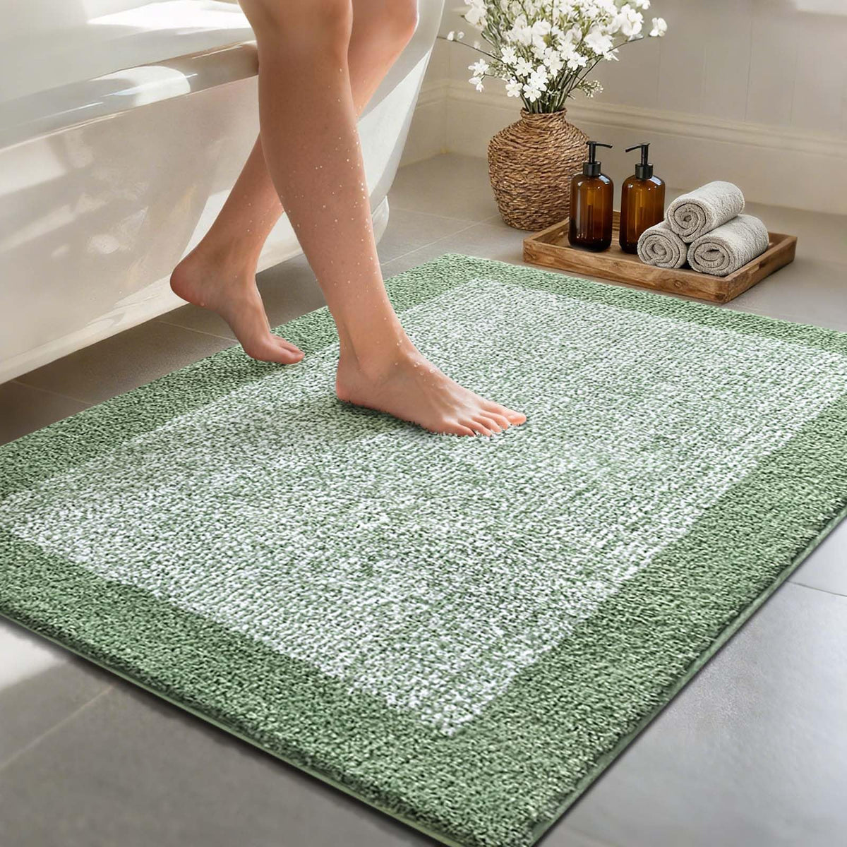 48x24 Long Bathroom Rugs Non Slip Washable, Soft Absorbent Bath Mat Blue
