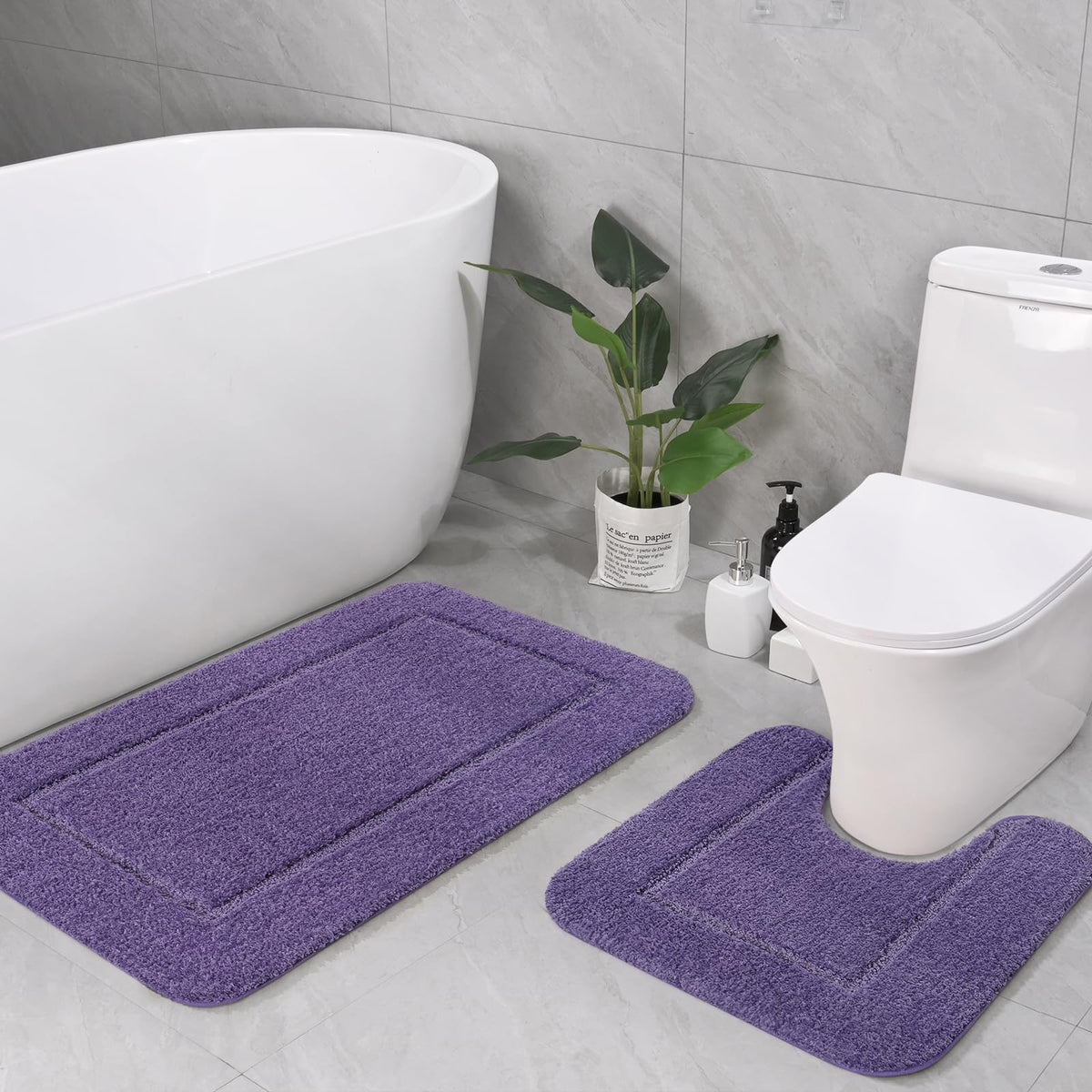 LOCHAS Bathroom Rug Set 2 Piece, 20''x20'' & 34''x21'', Beige