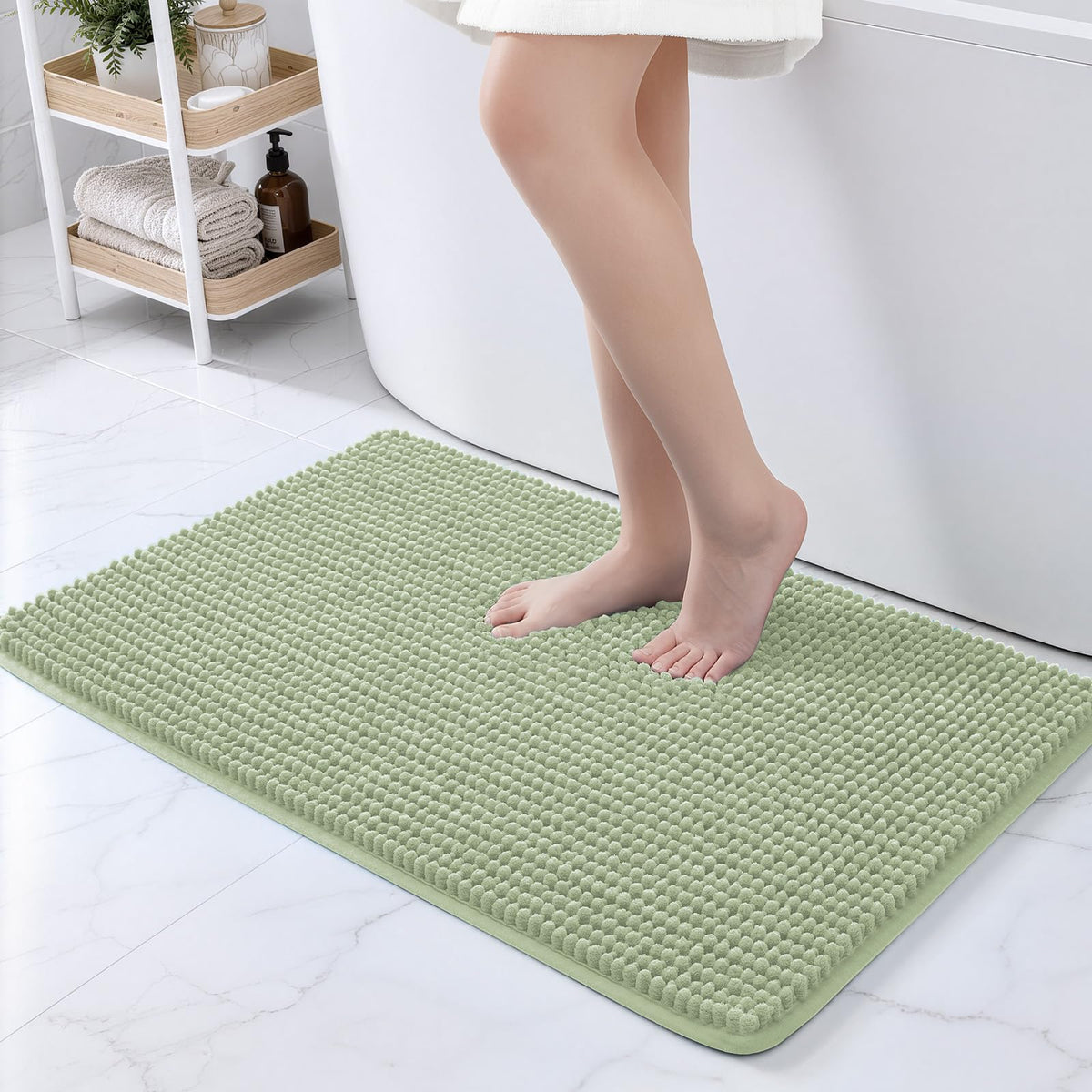 Ophanie Grey Bathroom Rugs 30x20, Soft Chenille Bath Mat, Non Slip Absorbent Quick Dry Light Gray Mats, Machine Washable Thick Small Area Rug Sets,Grip Bathmat for Shower,Toilet,Sink and Indoor Floor