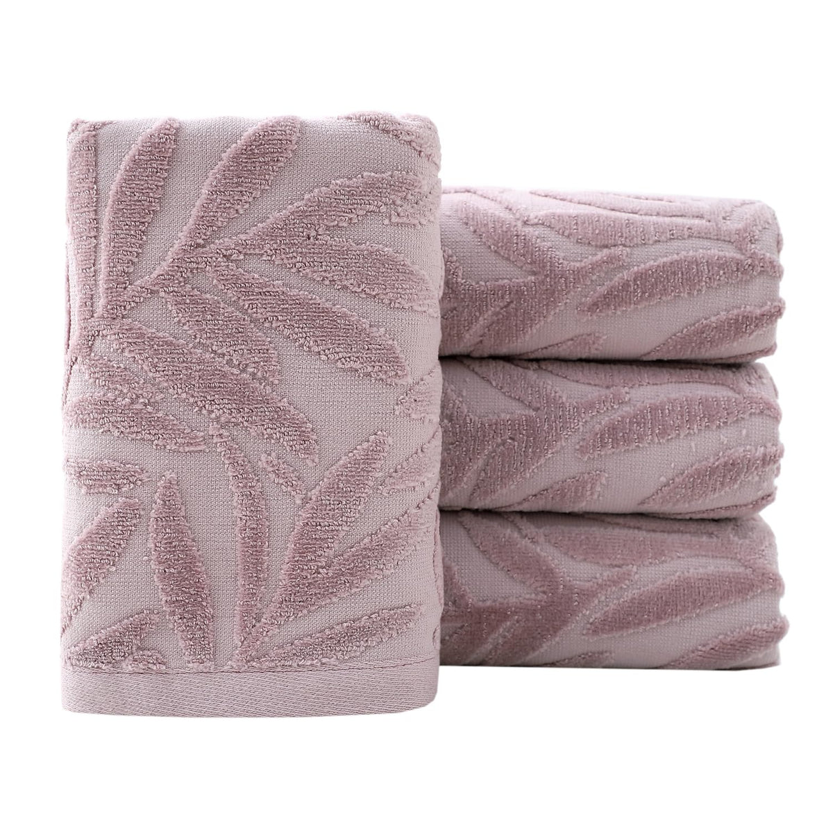 Pidada Leaf Absorbent Soft Hand Towels for Bathroom Set of 2,Light Brown
