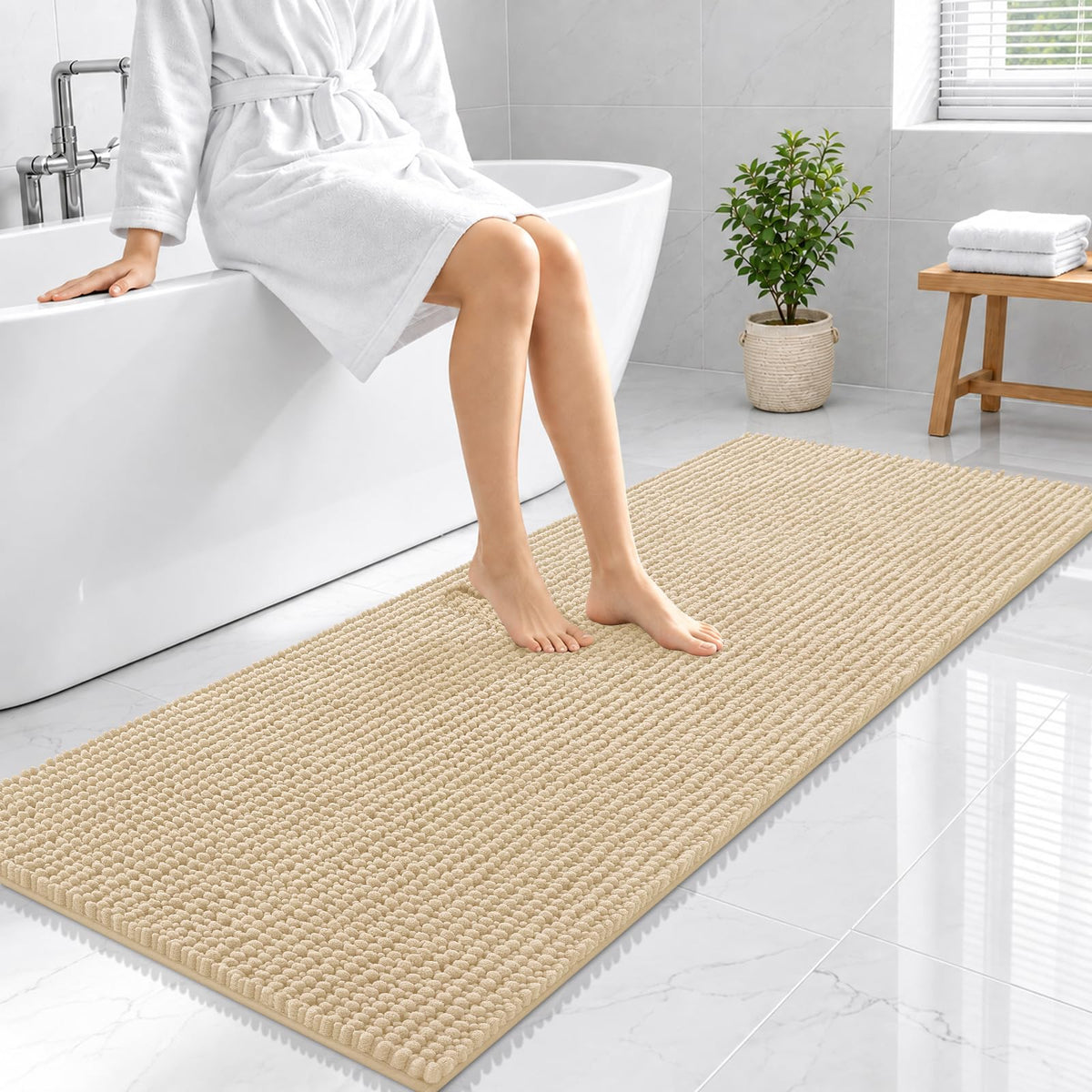 Smiry Thick Bathroom Rugs 30x20, Extra Soft Absorbent Chenille Bath Mat