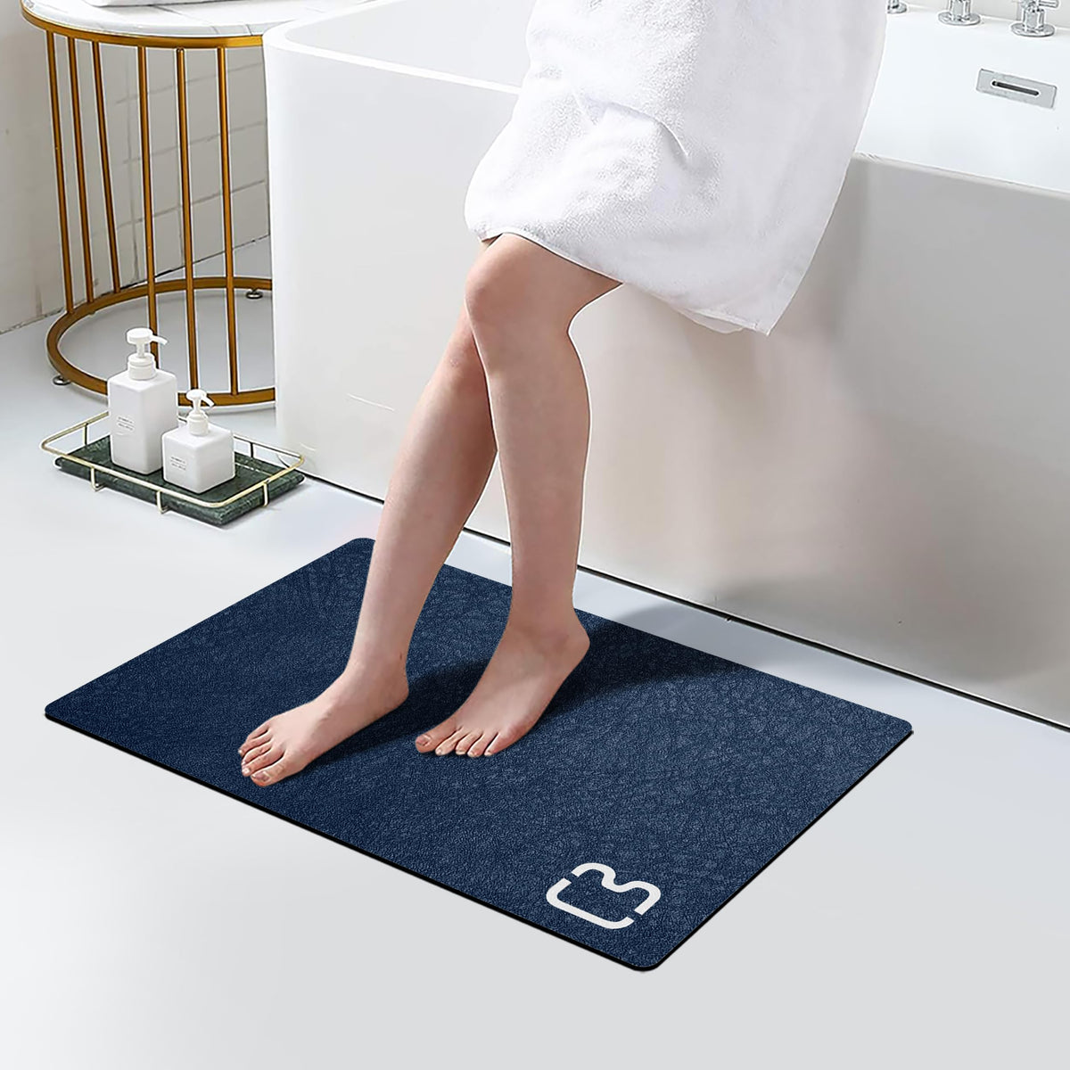 Dark Grey Long Bathroom Rugs Large Stone Bath Mats for Bathroom,15.7"x47.2"