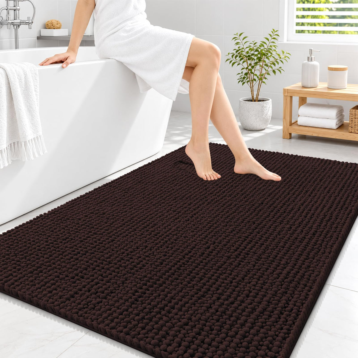 Smiry Thick Bathroom Rugs 30x20, Extra Soft Absorbent Chenille Bath Mat
