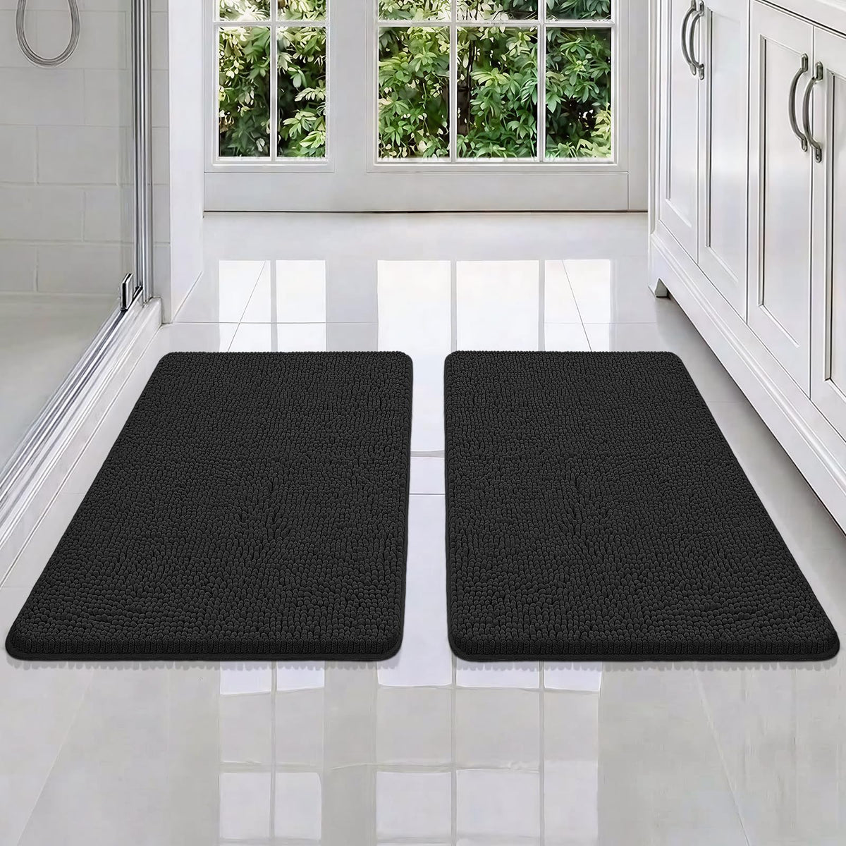 Bcoimo Small Bath Rug Mat,24x17 Extra Soft Chenille Lavender Bathroom Mats