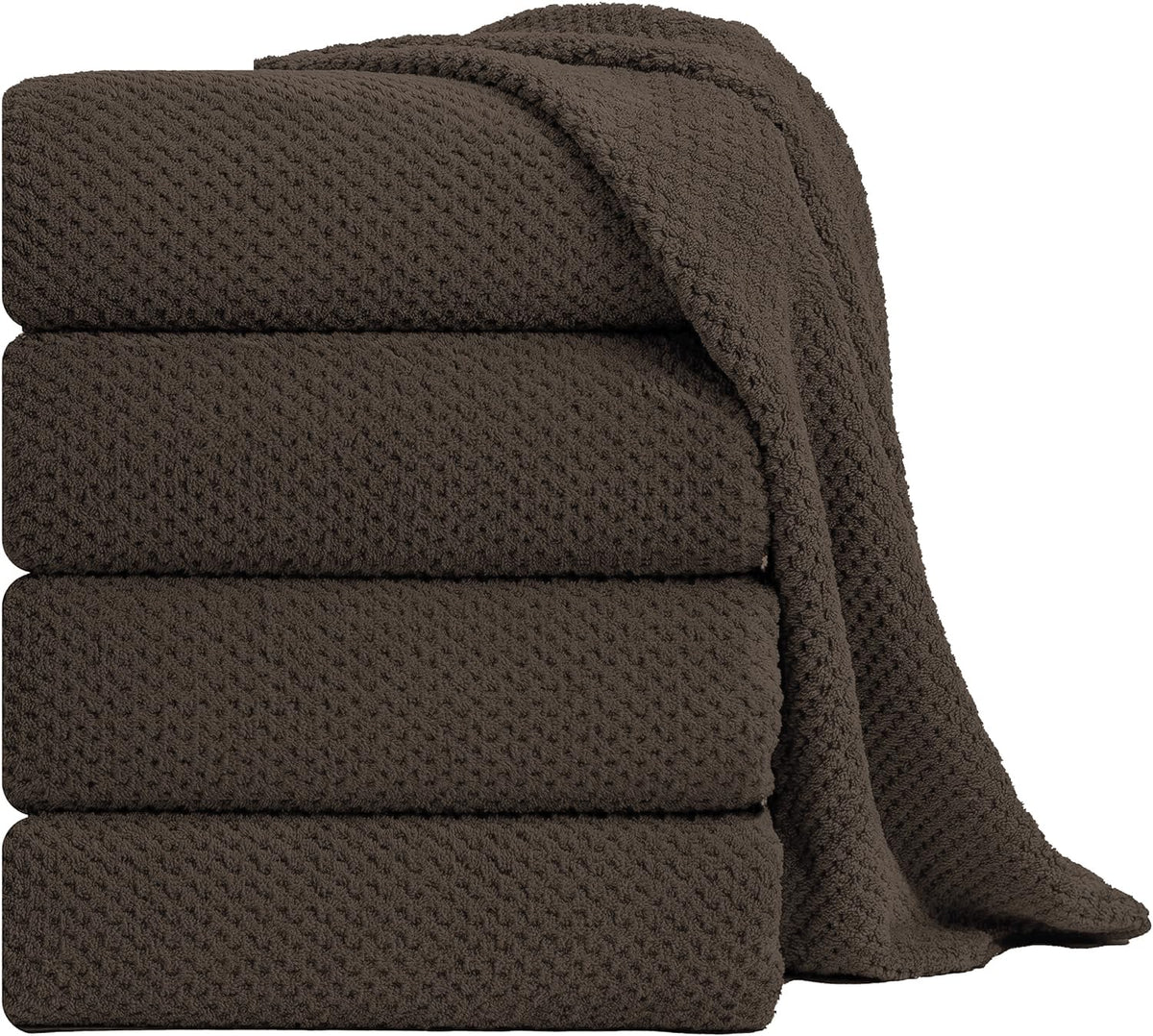 8-Piece Bath Towel Set, 2 Extra Large Bath Towel Sheets, 2 Hand Towels and 4 Washcloths - Highly Absorbent Quick Dry Polyester,Ultra Soft Towel Set for Bathroom, Waffle Weave Design, Pack of 8, Green