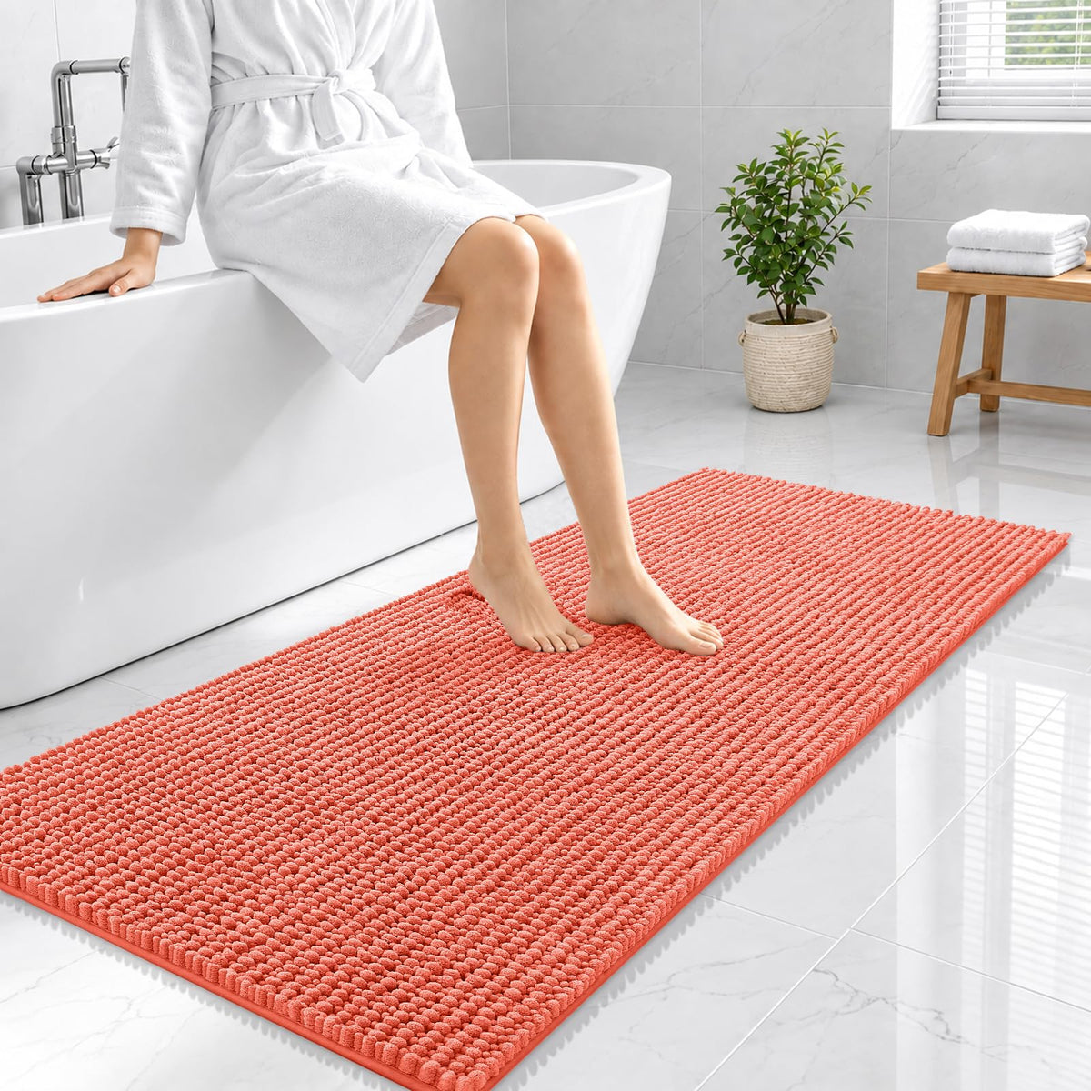 Smiry Thick Bathroom Rugs 30x20, Extra Soft Absorbent Chenille Bath Mat