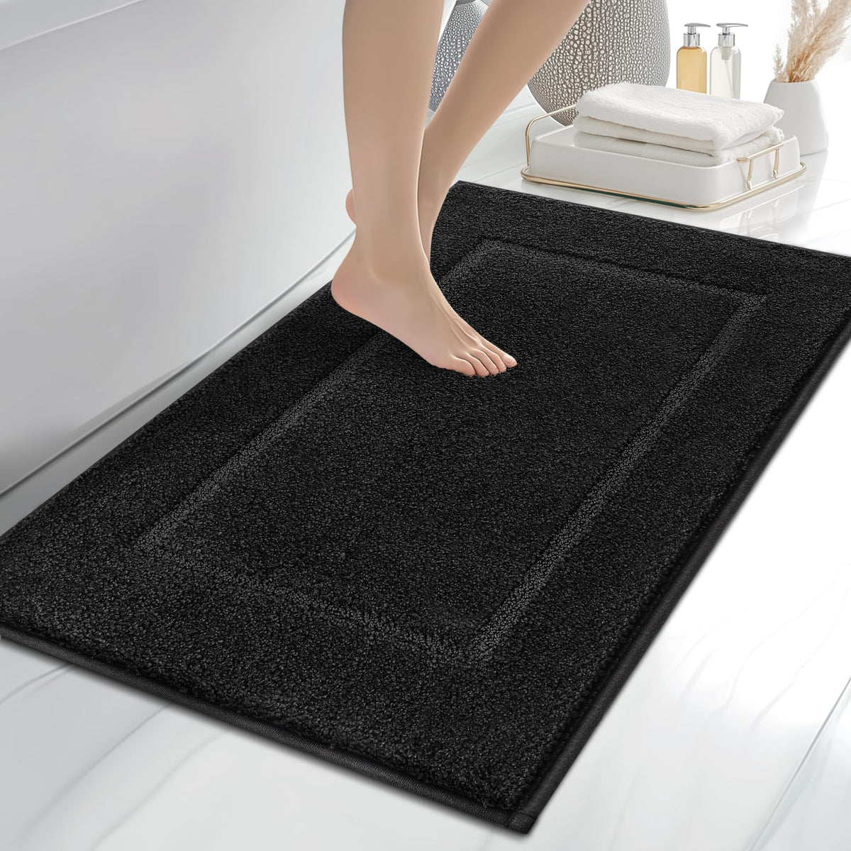 anllugs Bathroom Rugs, 20" x 30" Soft Bath Rugs, Olive Green & Green