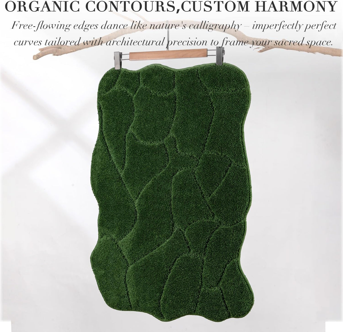 BSICPRO Bathroom Rugs, 32x20 Scalloped Bath Mats, Forest Green