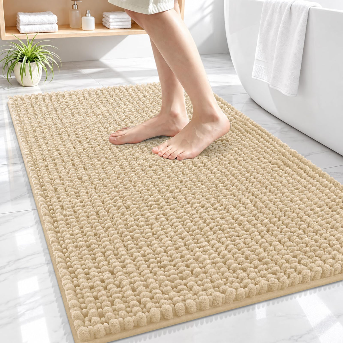 Smiry Thick Bathroom Rugs 30x20, Extra Soft Absorbent Chenille Bath Mat