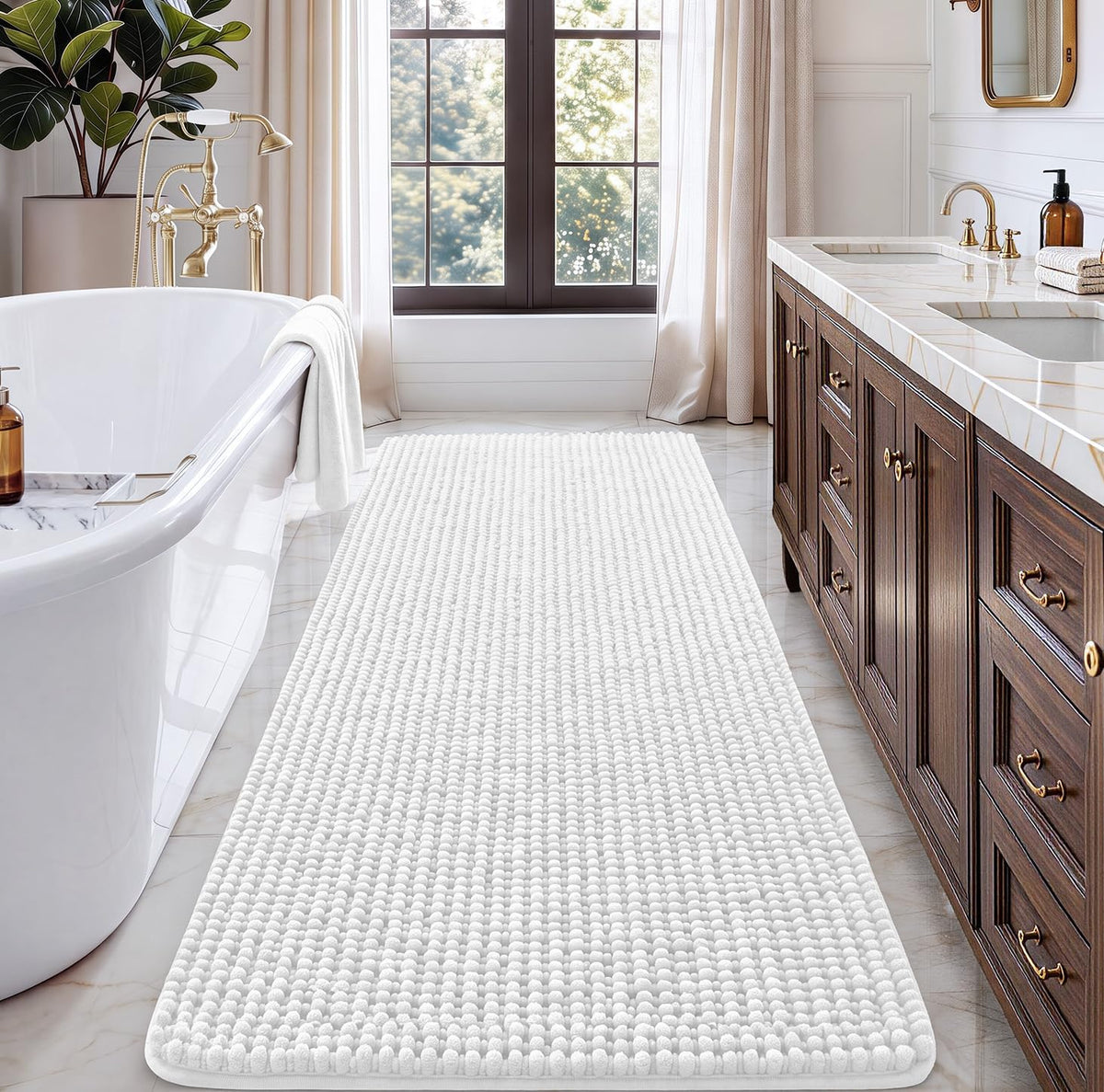 Ophanie Grey Bathroom Rugs 30x20, Soft Chenille Bath Mat, Non Slip Absorbent Quick Dry Light Gray Mats, Machine Washable Thick Small Area Rug Sets,Grip Bathmat for Shower,Toilet,Sink and Indoor Floor