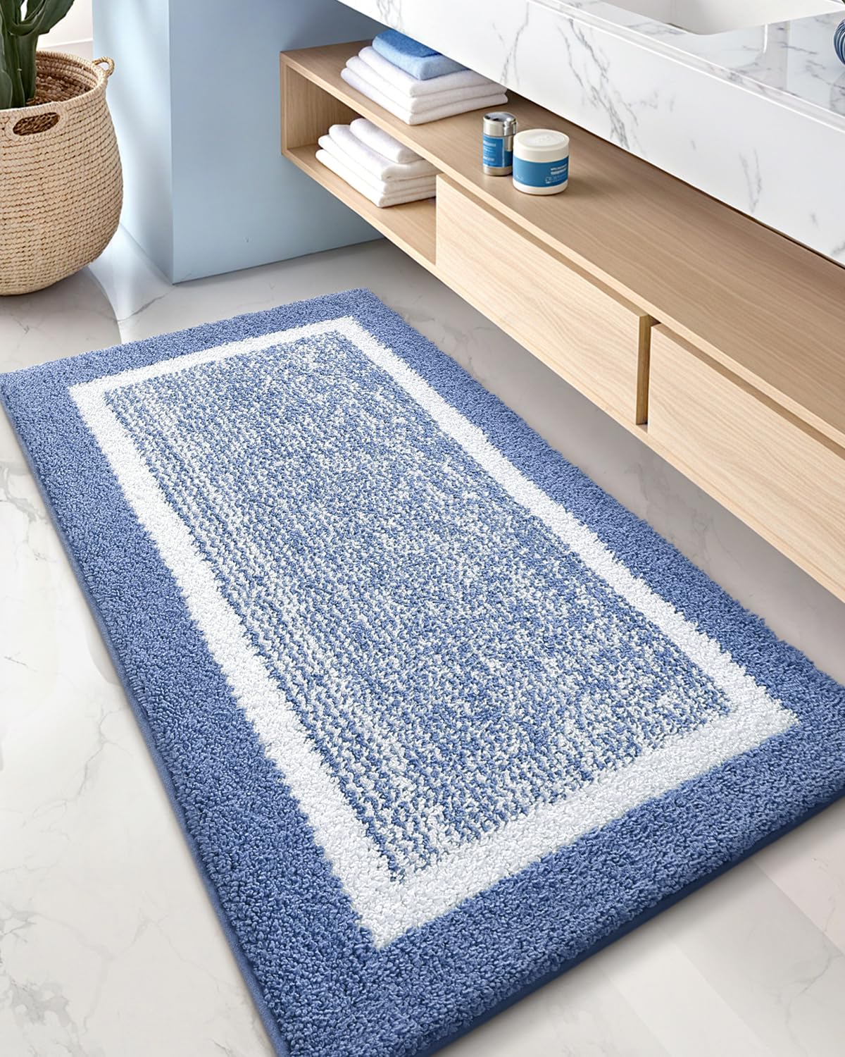 Color&Geometry 16"x24" Small Bath Mats for Bathroom Simple and Stylish,Gray